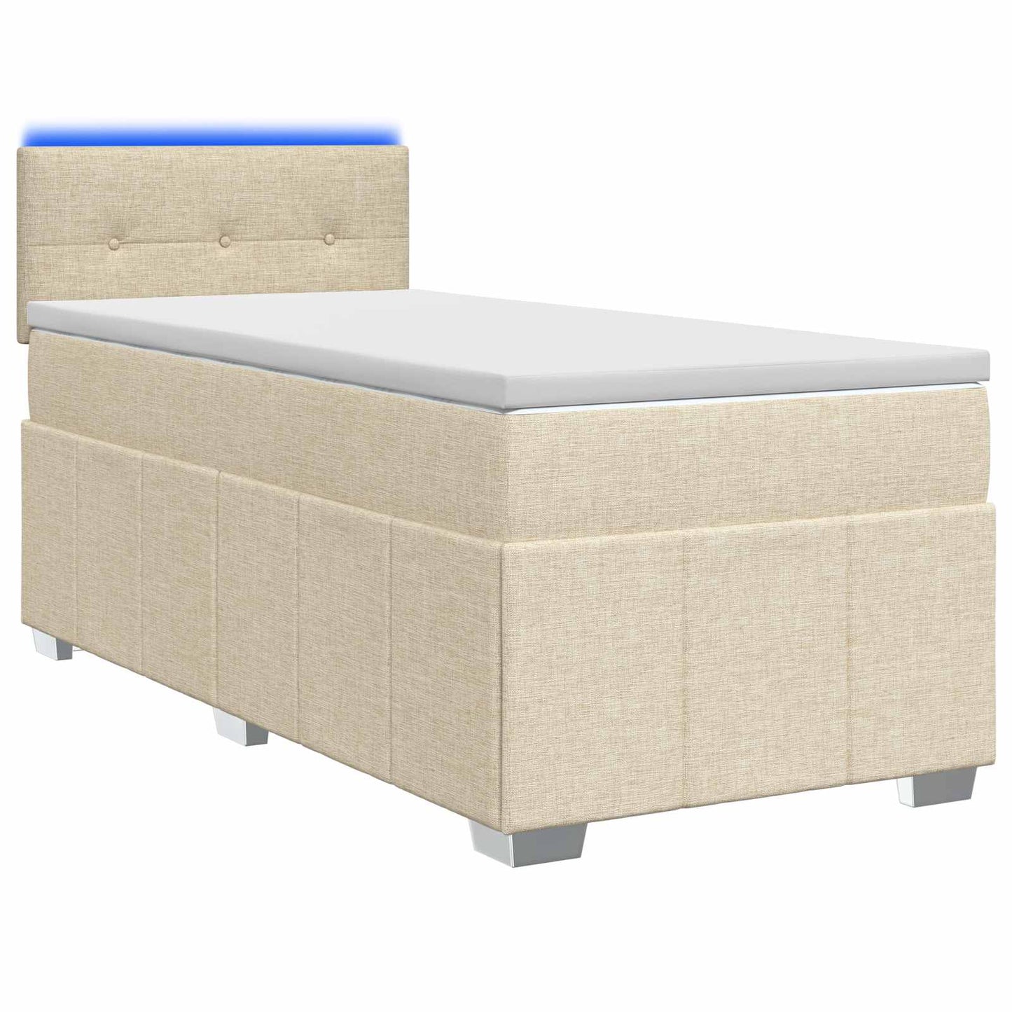 vidaXL Κρεβάτι box spring με στρώμα Κρεμ 100 x 200 cm Ύφασμα