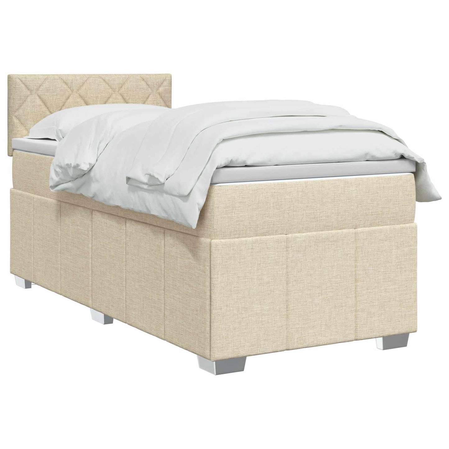 vidaXL Κρεβάτι box spring με στρώμα Κρεμ 100 x 200 cm Ύφασμα