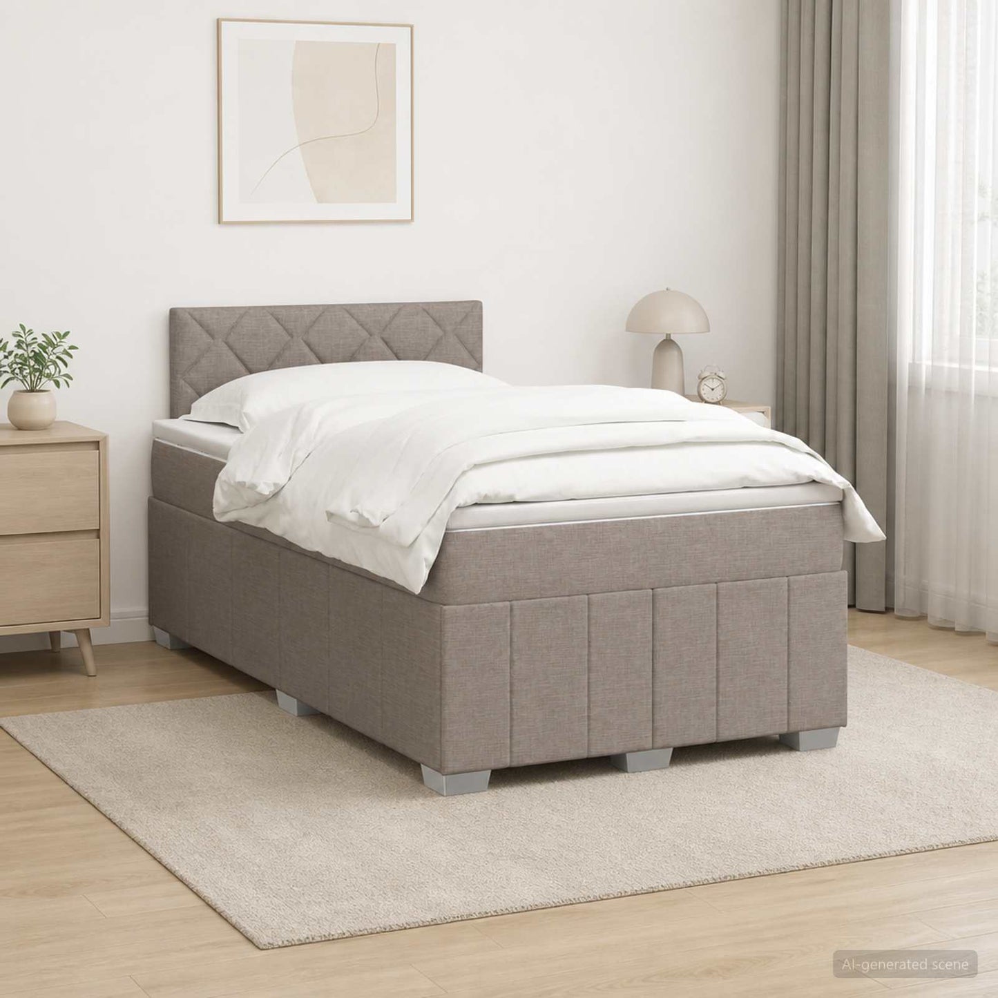 vidaXL Κρεβάτι box spring με στρώμα Taupe 120 x 200 cm Ύφασμα