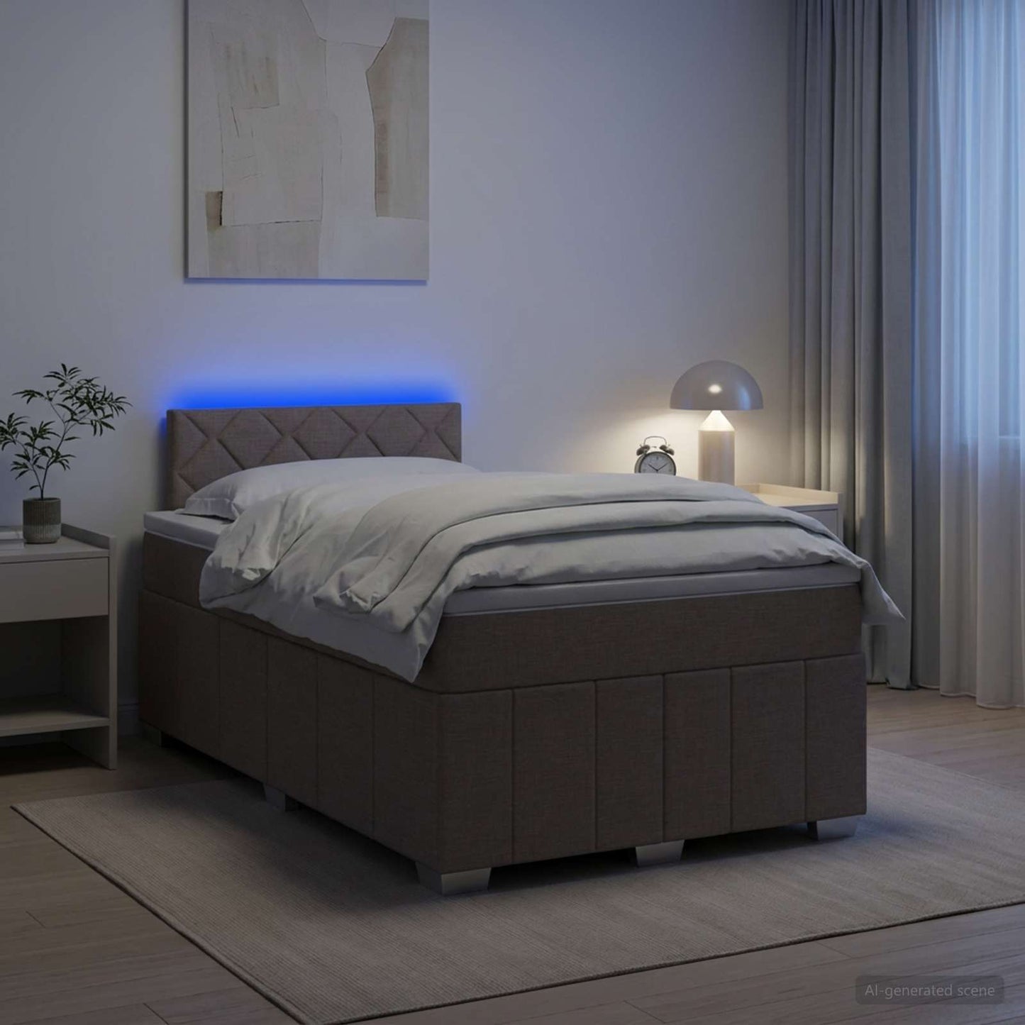 vidaXL Κρεβάτι box spring με στρώμα Taupe 120 x 200 cm Ύφασμα