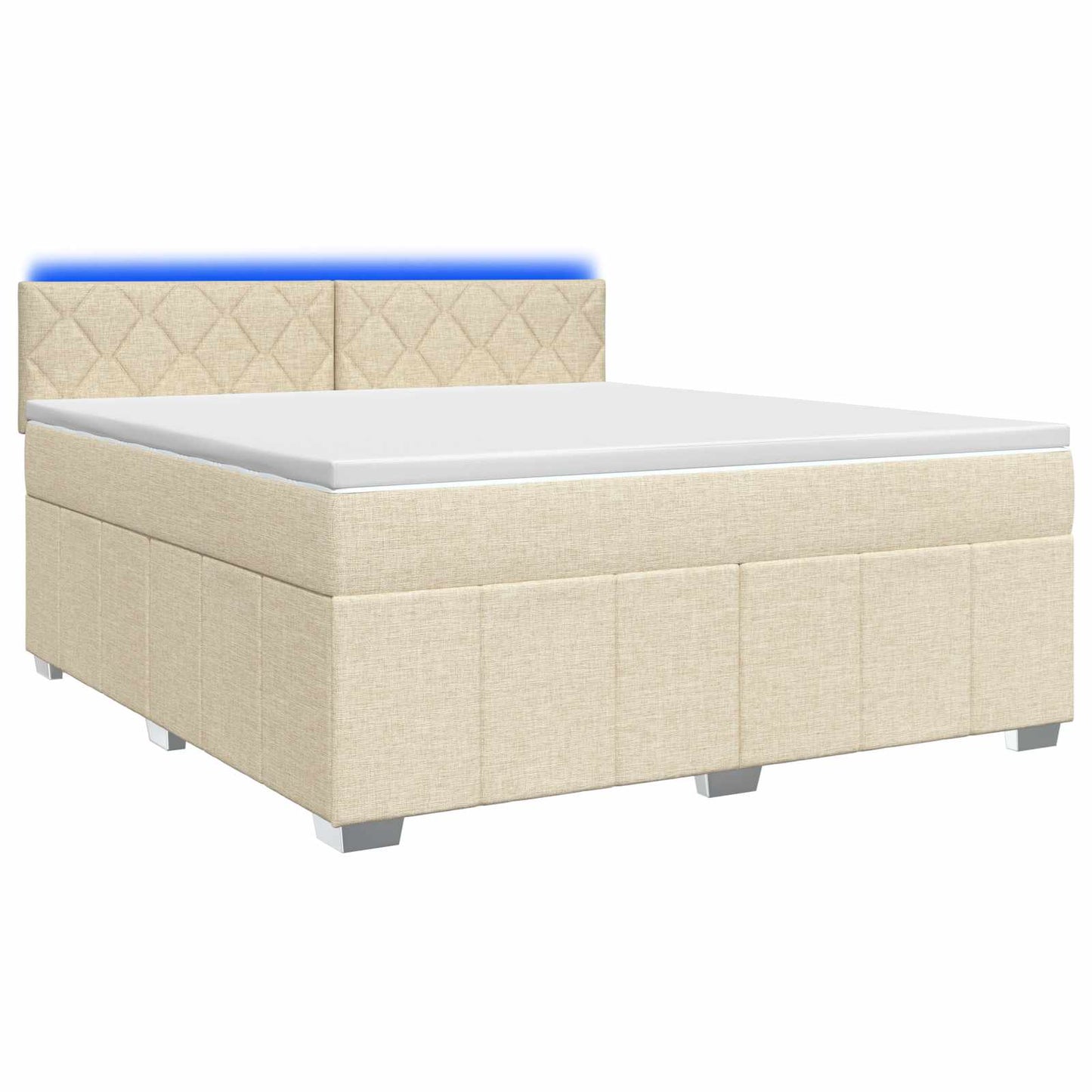 vidaXL Κρεβάτι box spring με στρώμα Κρεμ 140 x 200 cm Ύφασμα