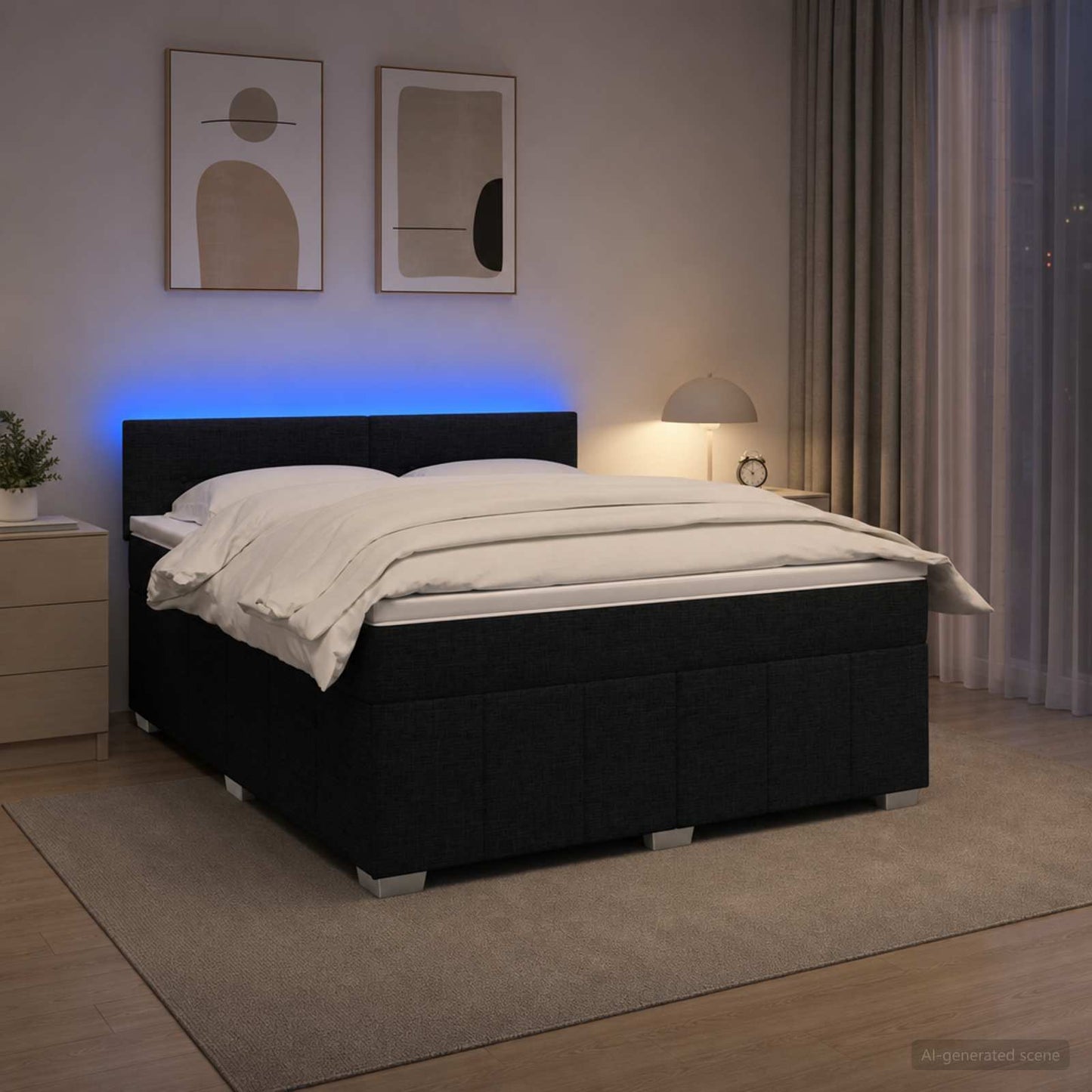 vidaXL Κρεβάτι box spring με στρώμα Μαύρο 140 x 190 cm Ύφασμα