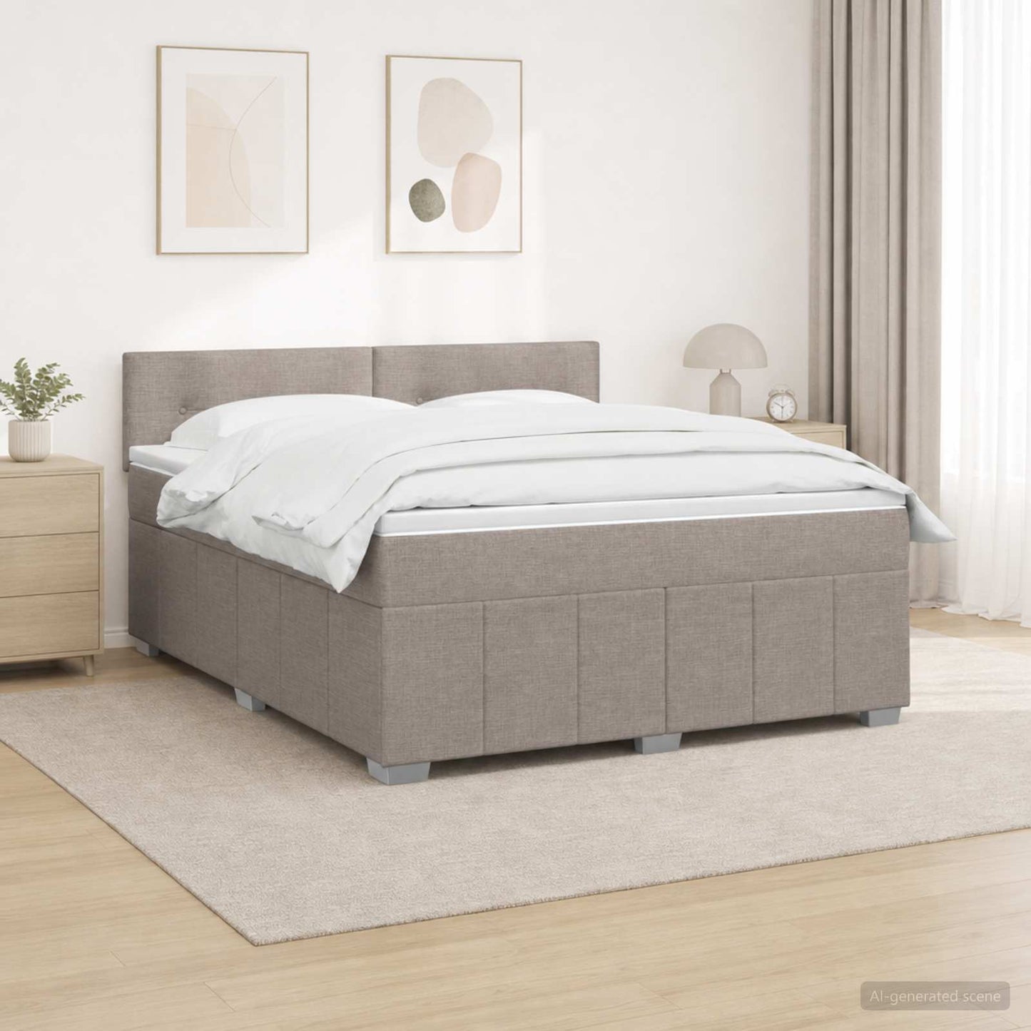 vidaXL Κρεβάτι box spring με στρώμα Taupe 140 x 200 cm Ύφασμα