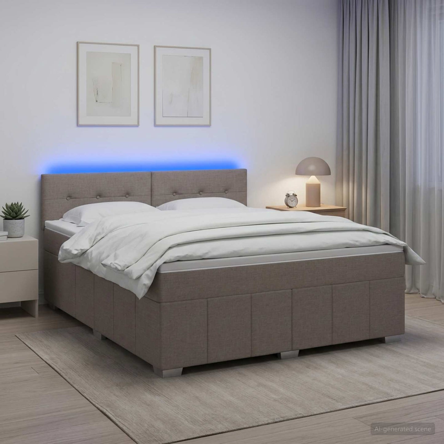 vidaXL Κρεβάτι box spring με στρώμα Taupe 140 x 200 cm Ύφασμα