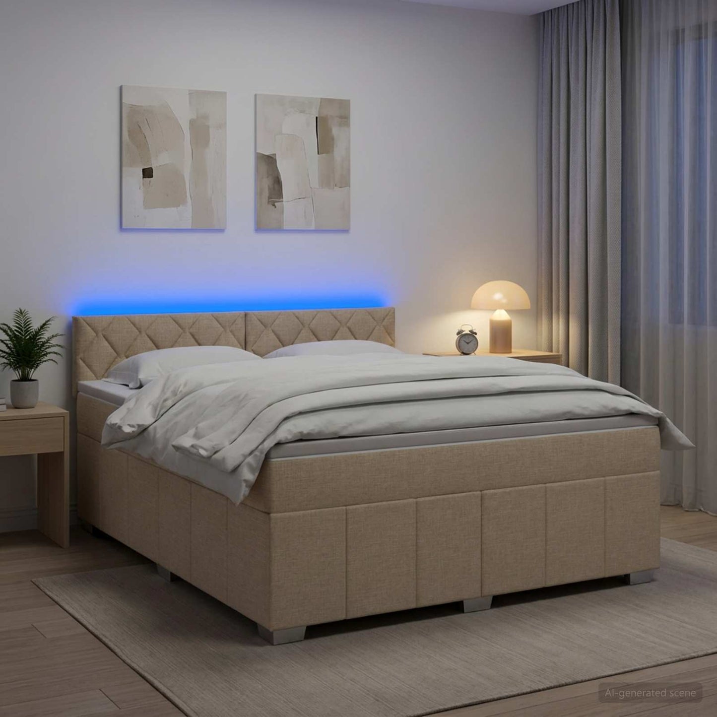 vidaXL Κρεβάτι box spring με στρώμα Κρεμ 140 x 200 cm Ύφασμα