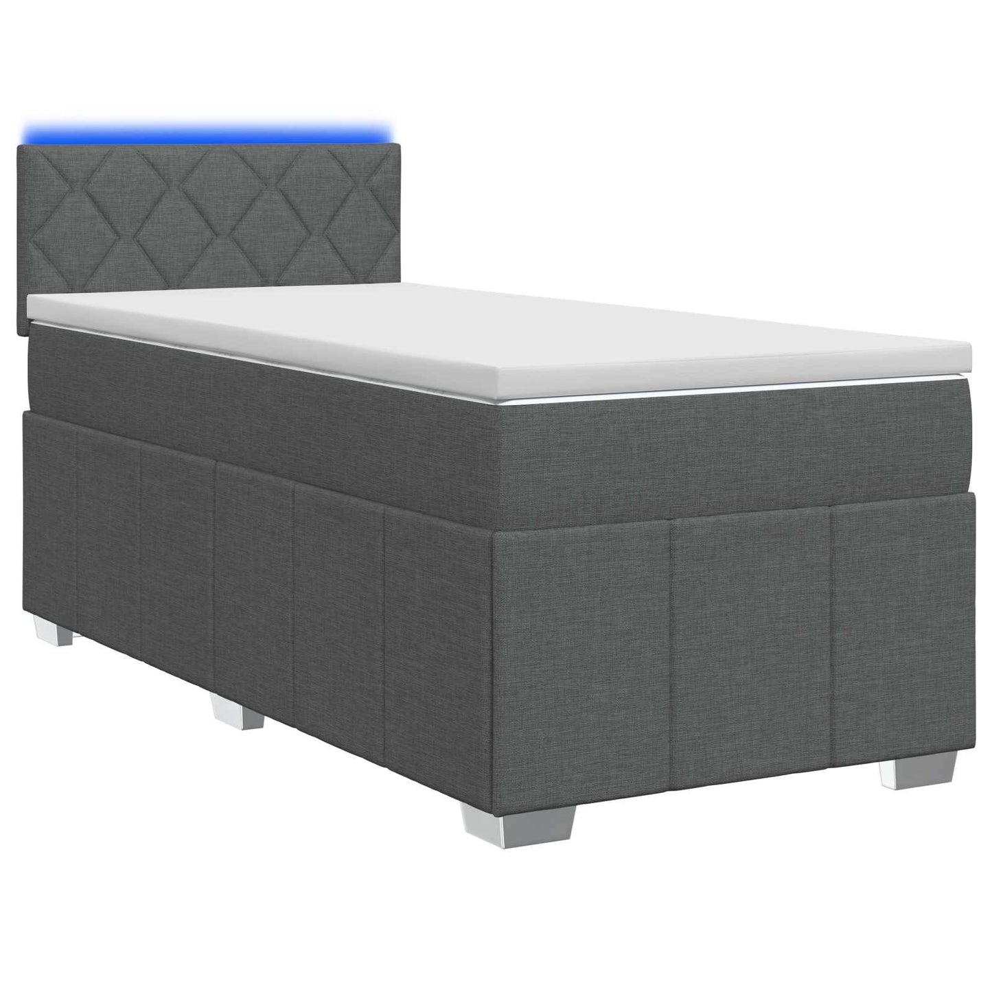 vidaXL Κρεβάτι Box Spring με Στρώμα και LED Σκούρο Γκρι 90 x 190 cm
