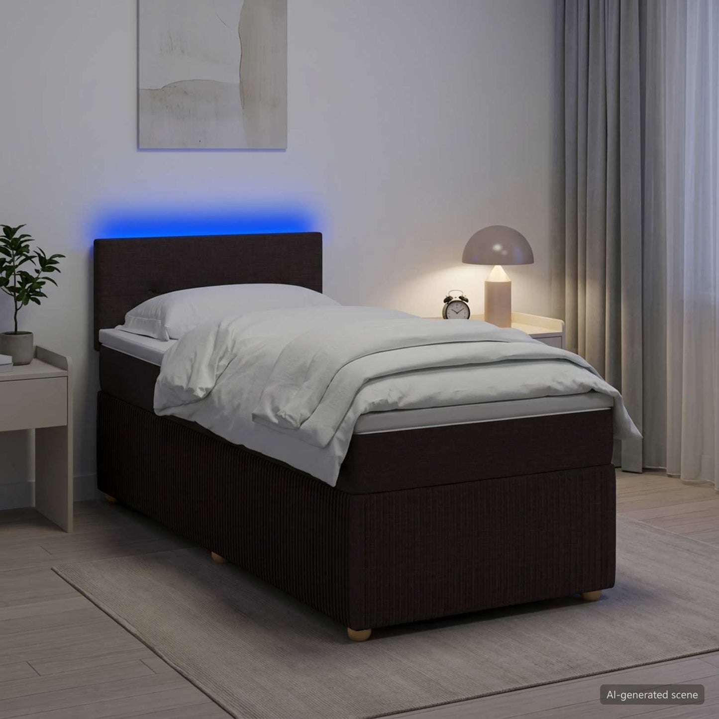 vidaXL Κρεβάτι box spring με στρώμα Σκούρο Καφέ 90 x 190 cm Ύφασμα