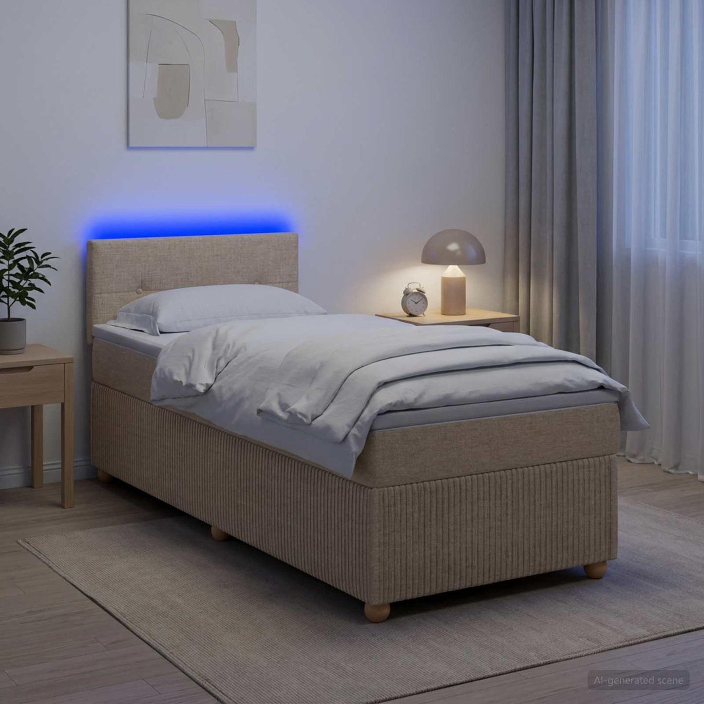 vidaXL Κρεβάτι box spring με στρώμα Κρεμ 100 x 200 cm Ύφασμα