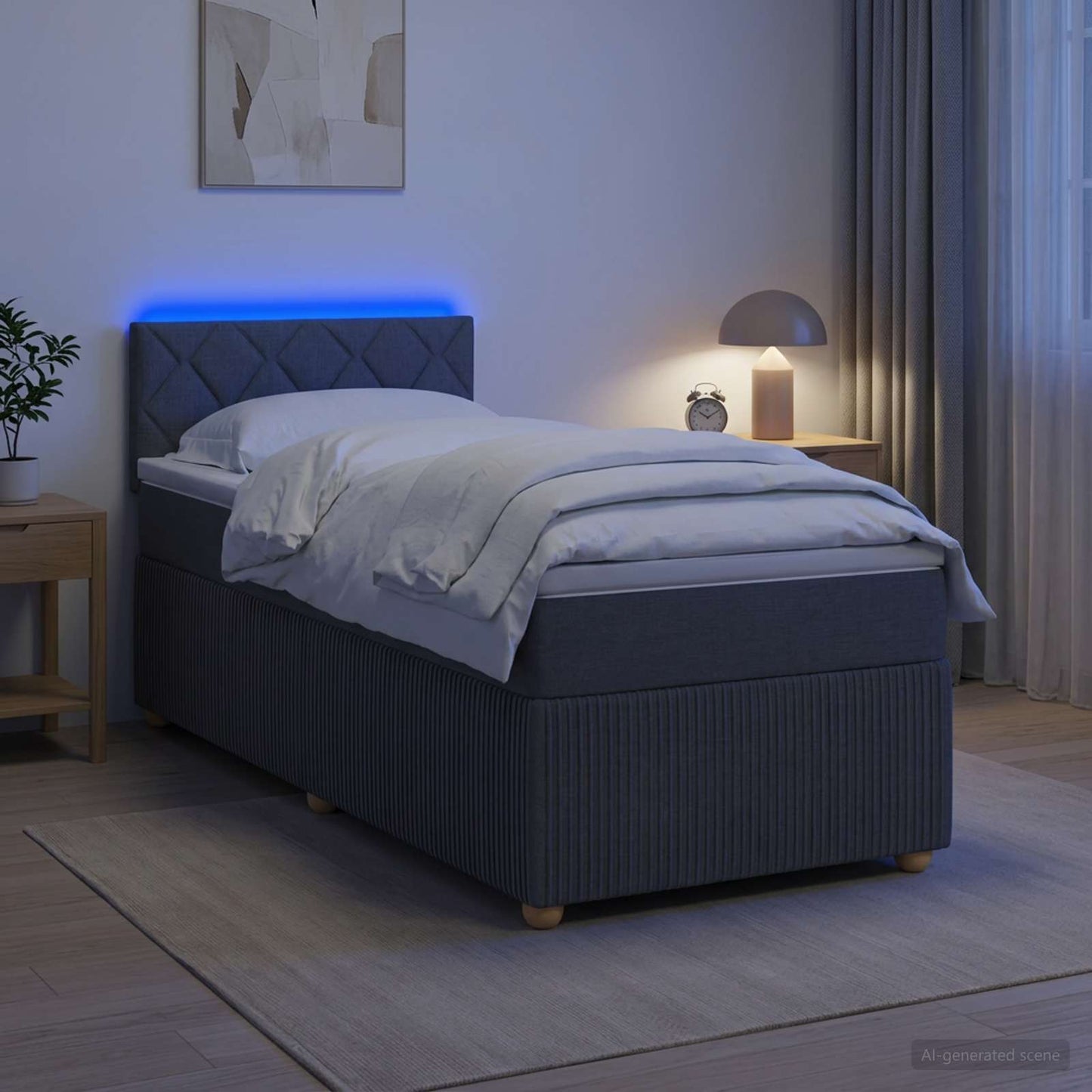 vidaXL Κρεβάτι Box Spring με Στρώμα και LED Σκούρο Γκρι 90 x 190 cm