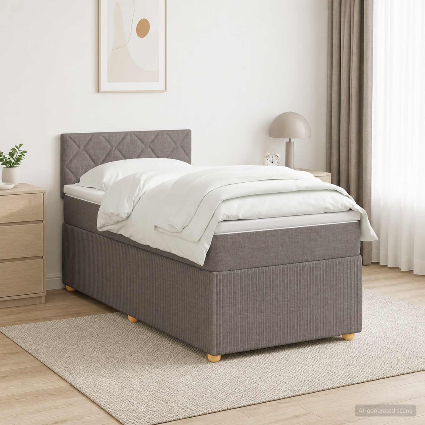vidaXL Κρεβάτι box spring με στρώμα Taupe 100 x 200 cm Ύφασμα