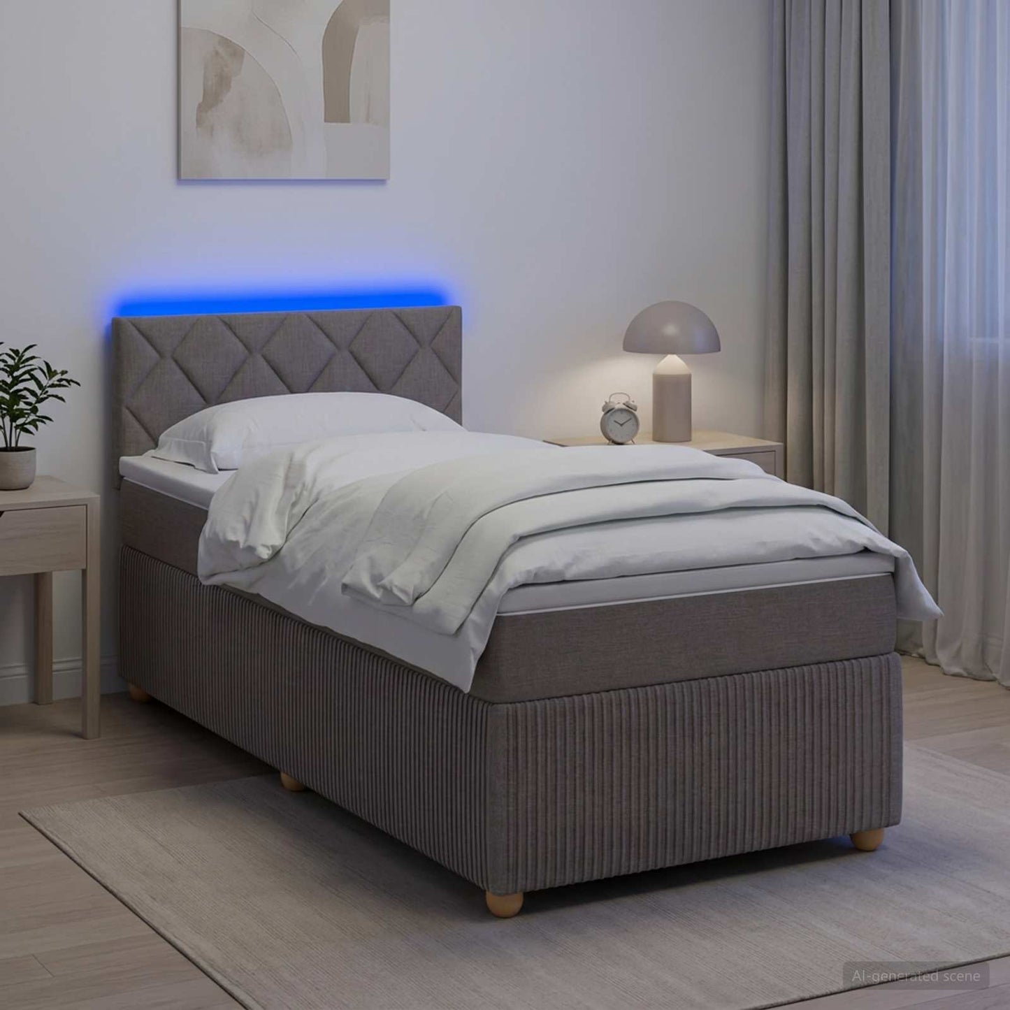 vidaXL Κρεβάτι box spring με στρώμα Taupe 100 x 200 cm Ύφασμα