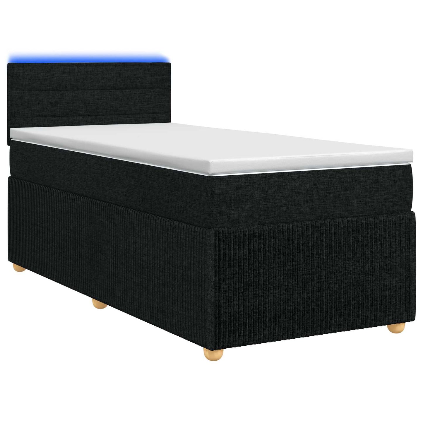 vidaXL Κρεβάτι box spring με στρώμα Μαύρο 90 x 190 cm Ύφασμα