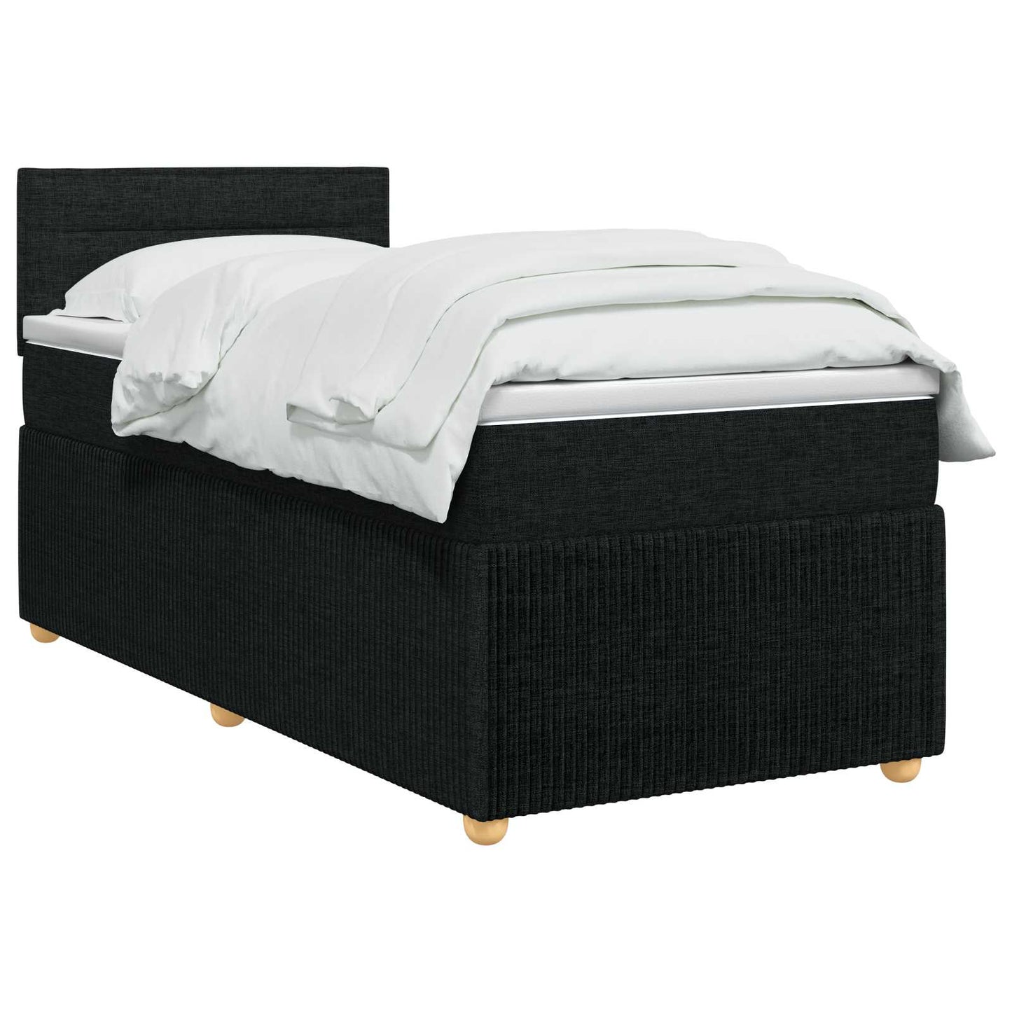 vidaXL Κρεβάτι box spring με στρώμα Μαύρο 90 x 190 cm Ύφασμα