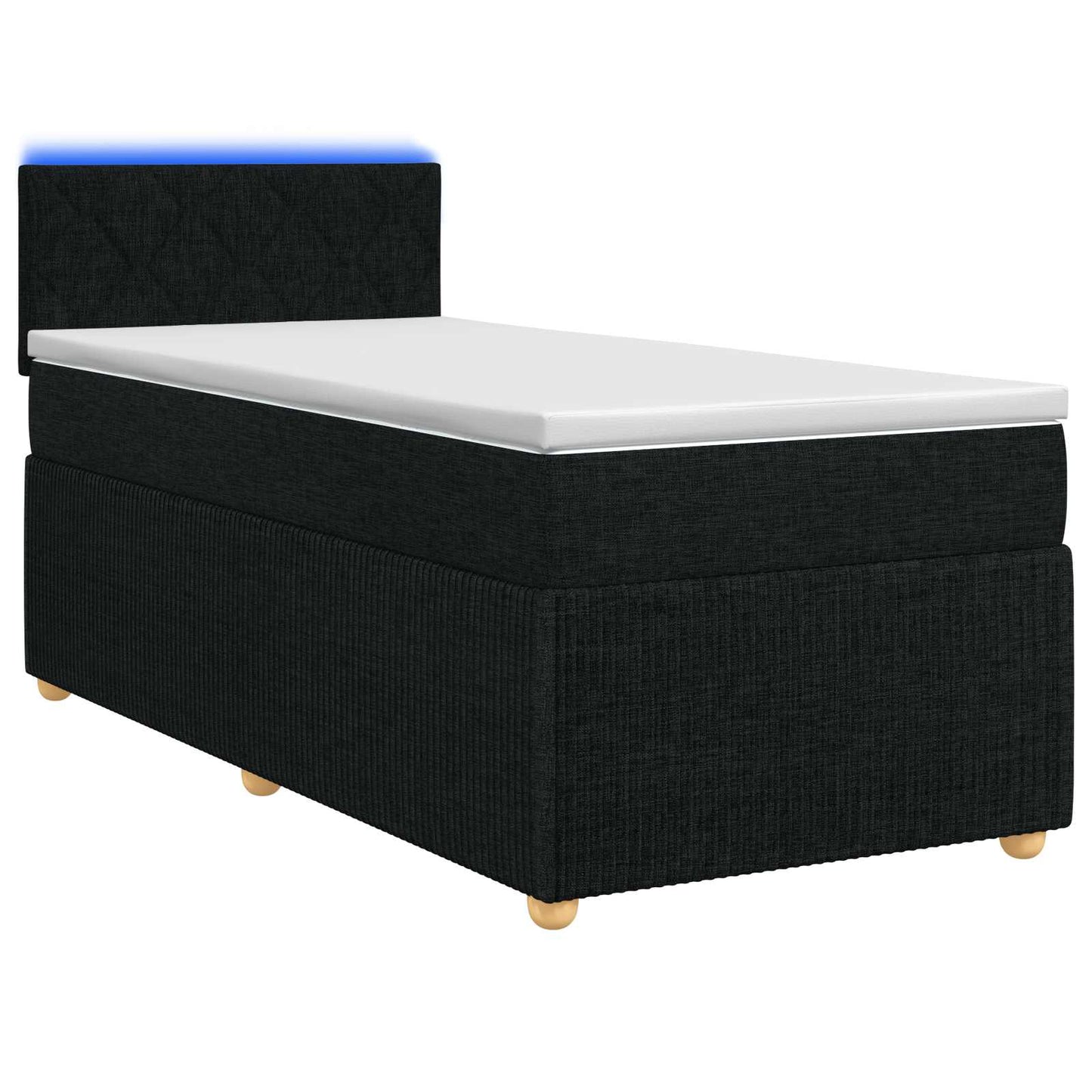 vidaXL Κρεβάτι box spring με στρώμα Μαύρο 90 x 200 cm Ύφασμα