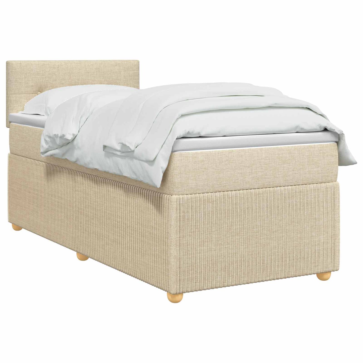 vidaXL Κρεβάτι box spring με στρώμα Κρεμ 100 x 200 cm Ύφασμα