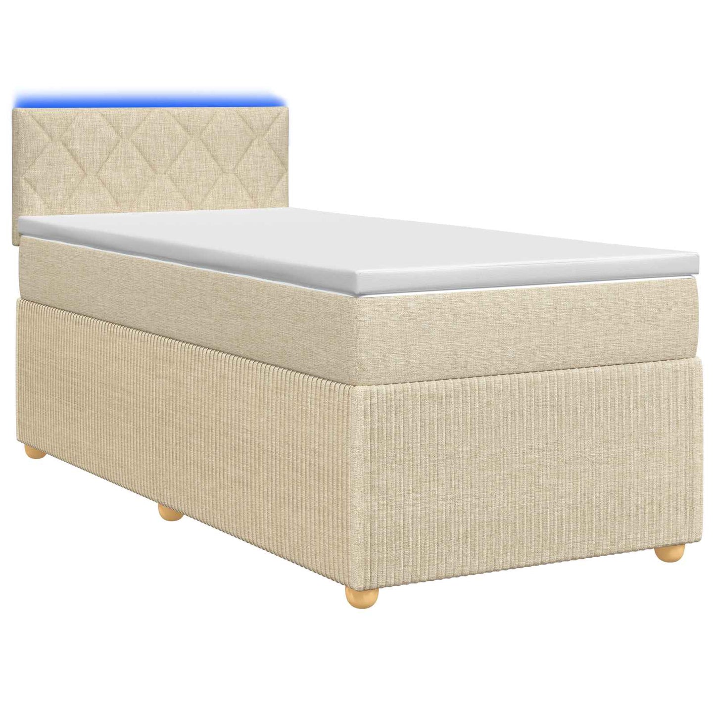 vidaXL Κρεβάτι box spring με στρώμα Κρεμ 100 x 200 cm Ύφασμα