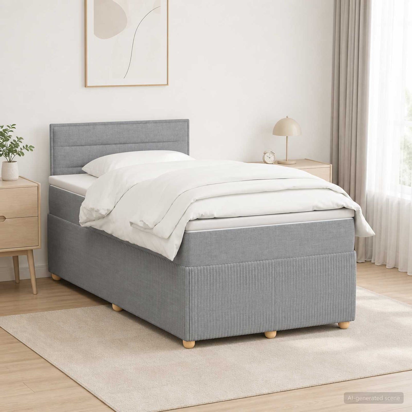 vidaXL Κρεβάτι box spring με στρώμα Ανοιχτό γκρι 120 x 190 cm Ύφασμα