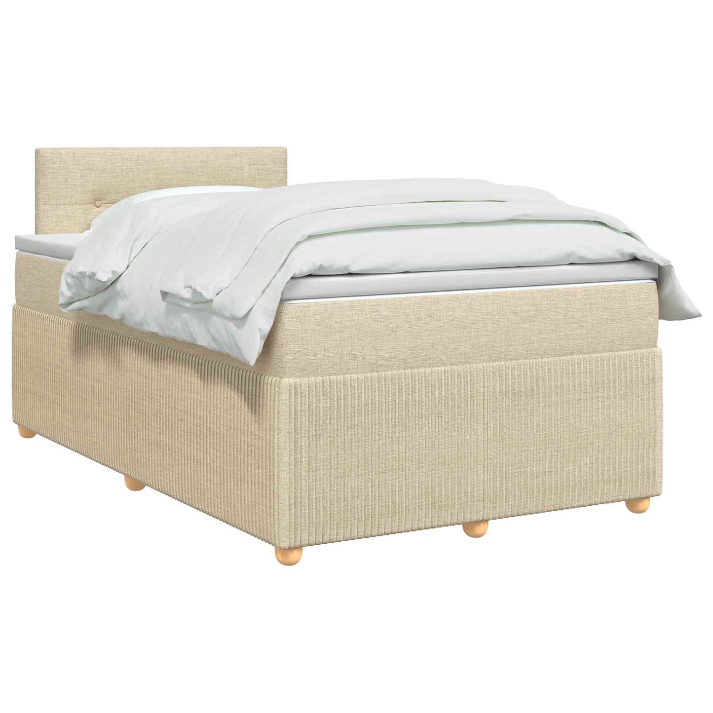 vidaXL Κρεβάτι box spring με στρώμα Κρεμ 120 x 190 cm Ύφασμα