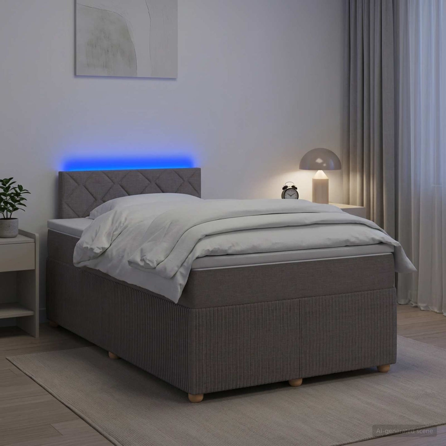 vidaXL Κρεβάτι box spring με στρώμα Taupe 120 x 190 cm Ύφασμα