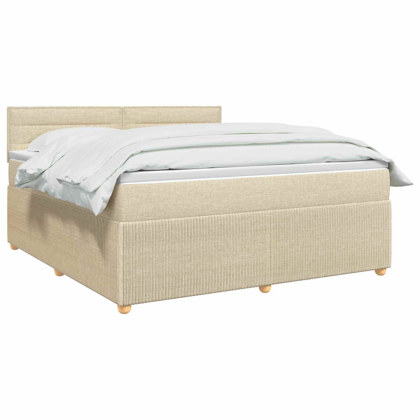 vidaXL Κρεβάτι box spring με στρώμα Κρεμ 140 x 190 cm Ύφασμα