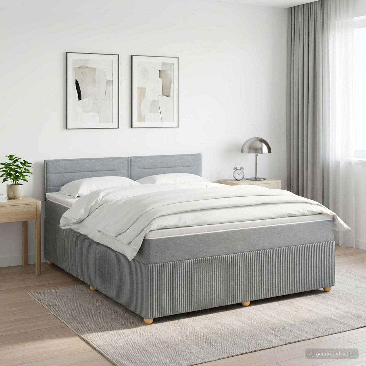 vidaXL Κρεβάτι box spring με στρώμα Ανοιχτό γκρι 180 x 200 cm Ύφασμα