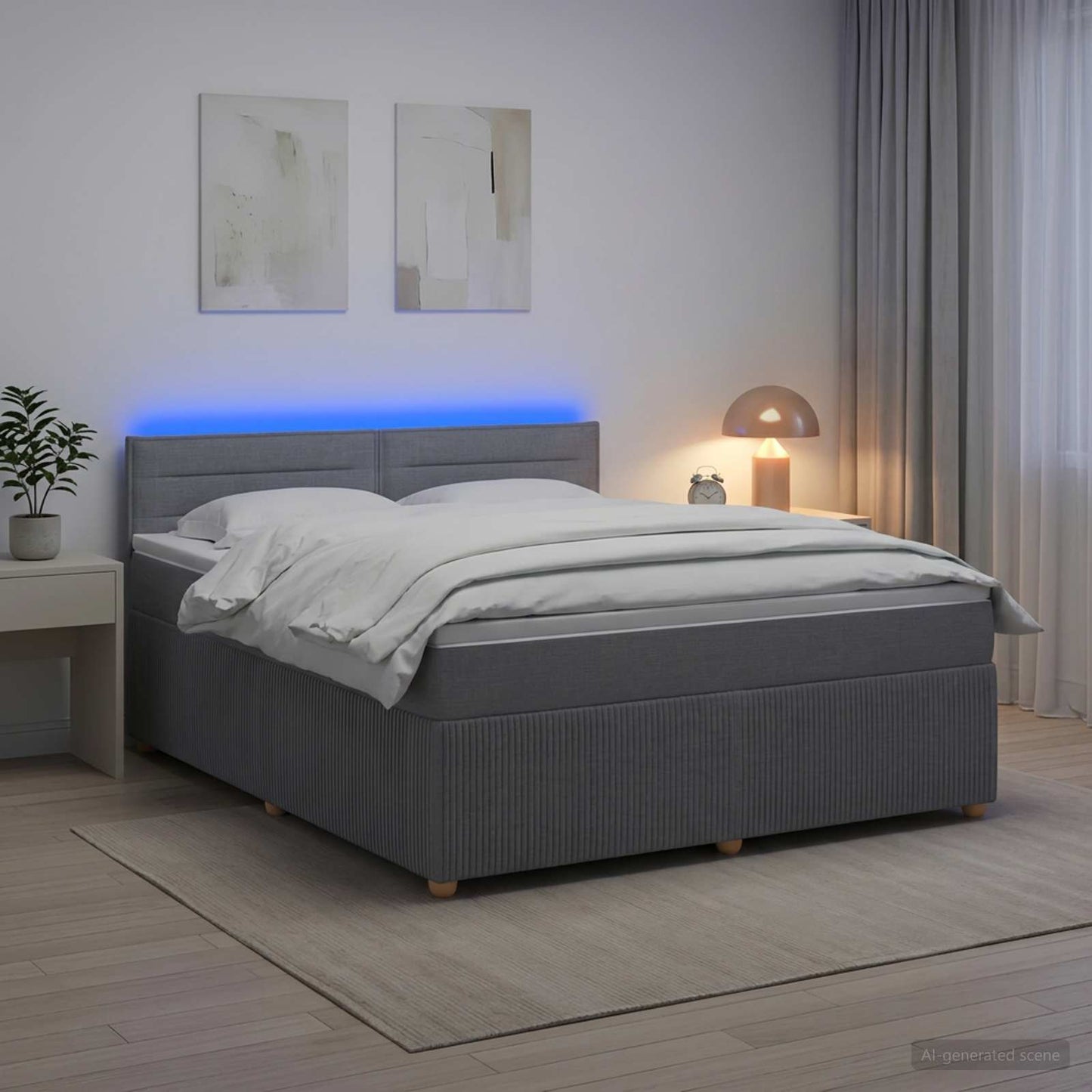 vidaXL Κρεβάτι box spring με στρώμα Ανοιχτό γκρι 180 x 200 cm Ύφασμα