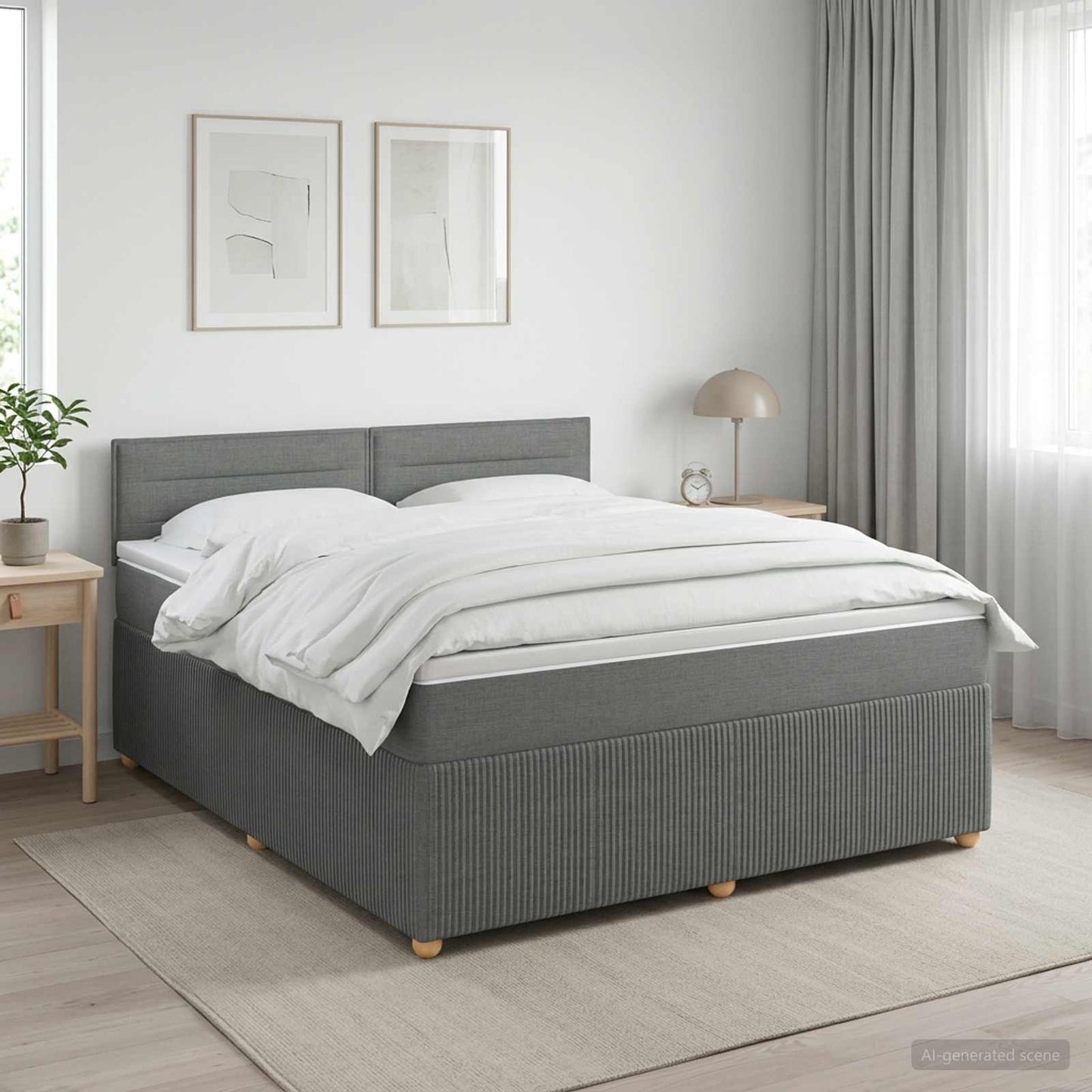 vidaXL Κρεβάτι box spring με στρώμα Σκούρο Γκρι 180 x 200 cm Ύφασμα