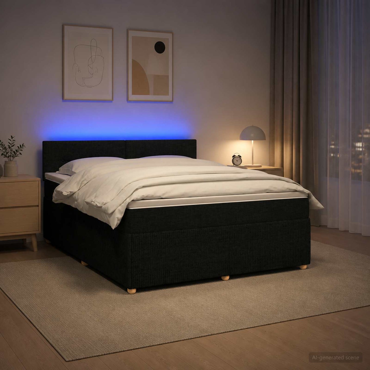 vidaXL Κρεβάτι box spring με στρώμα Μαύρο 180 x 200 cm Ύφασμα