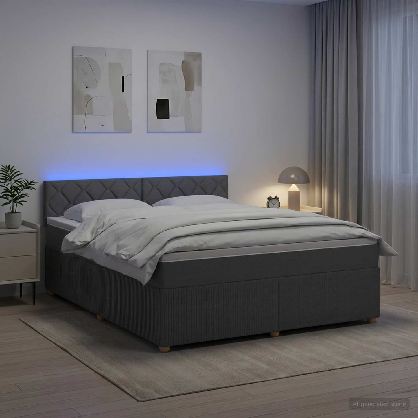 vidaXL Κρεβάτι box spring με στρώμα Σκούρο Γκρι 180 x 200 cm Ύφασμα