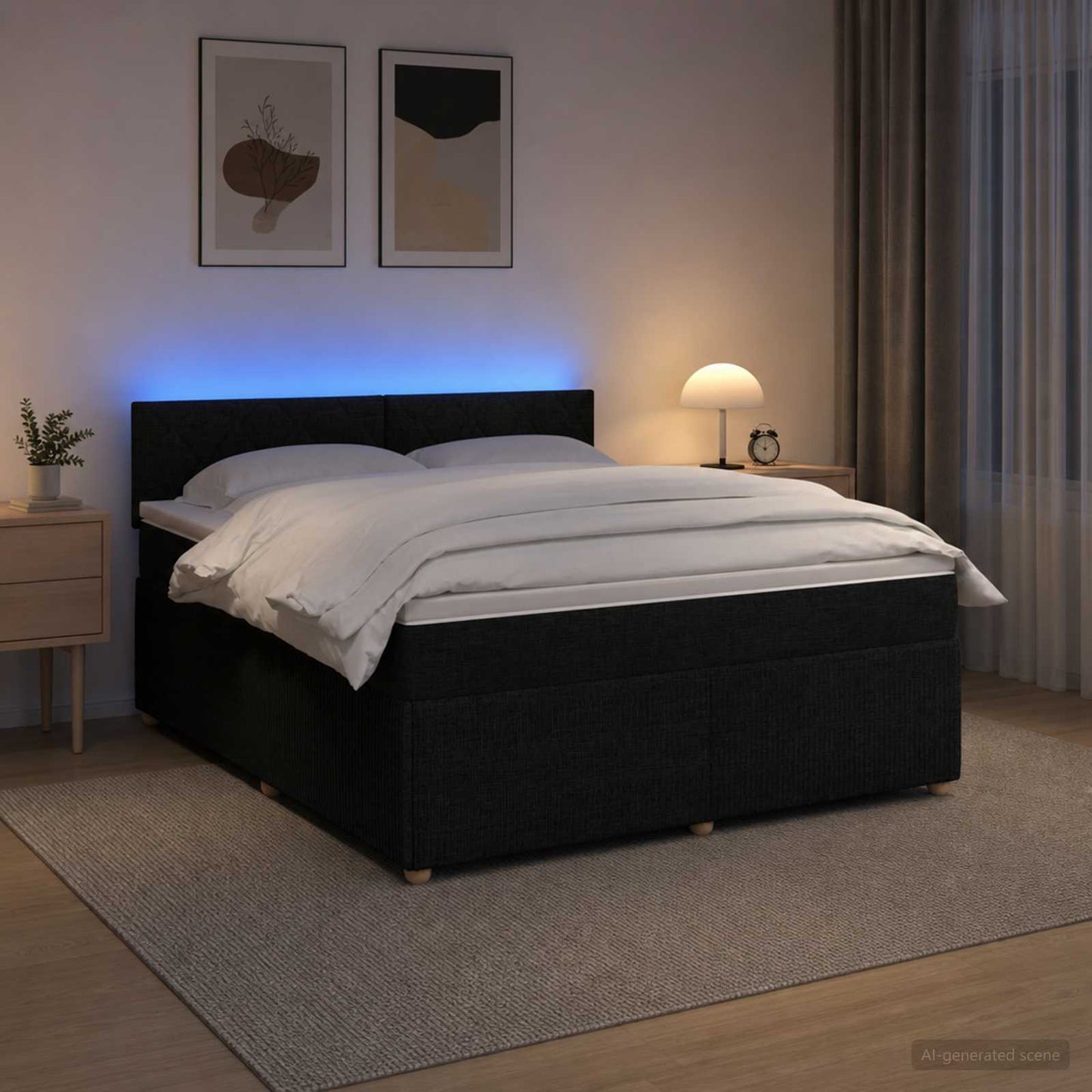 vidaXL Κρεβάτι box spring με στρώμα Μαύρο 160 x 200 cm Ύφασμα
