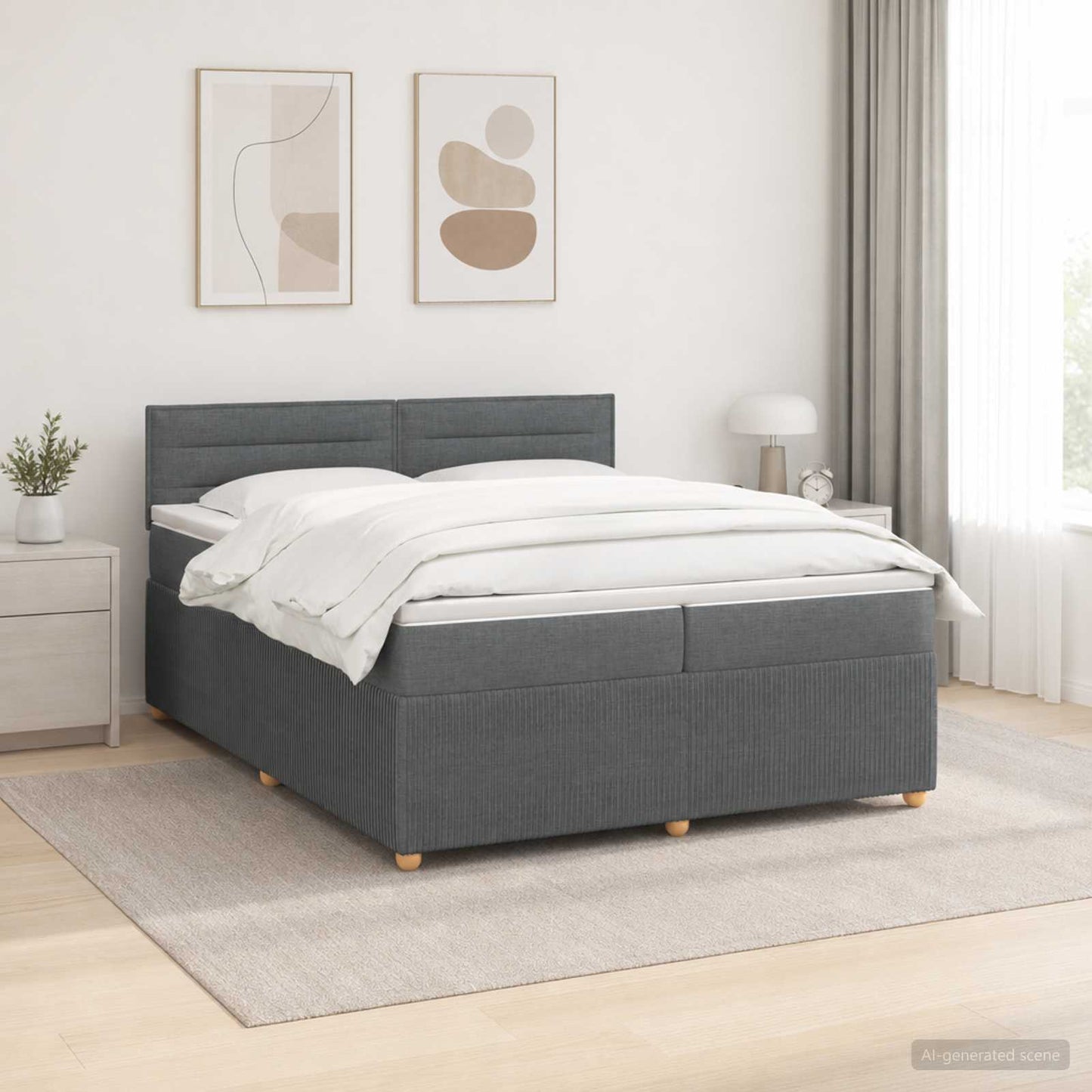 vidaXL Κρεβάτι box spring με στρώμα Σκούρο Γκρι 200 x 200 cm Ύφασμα