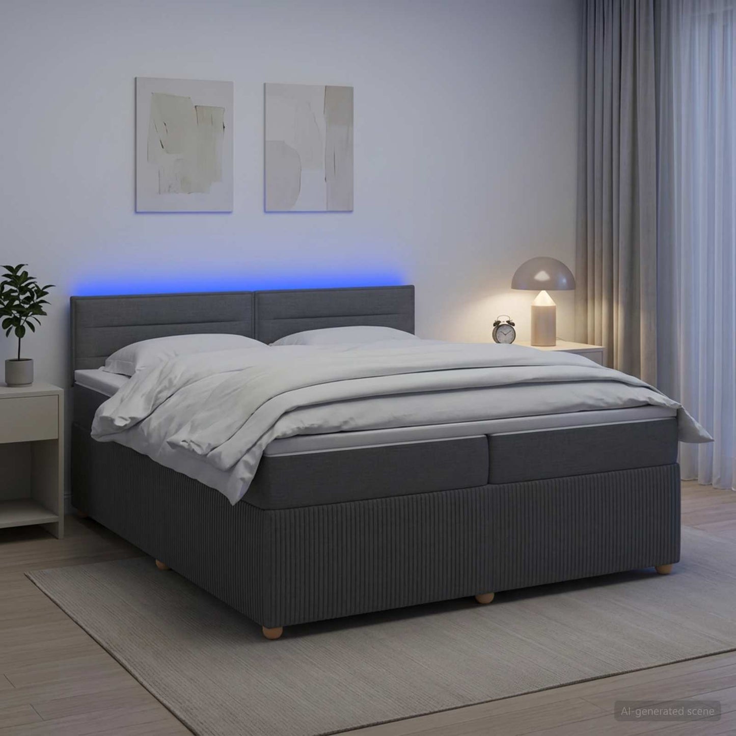 vidaXL Κρεβάτι box spring με στρώμα Σκούρο Γκρι 200 x 200 cm Ύφασμα
