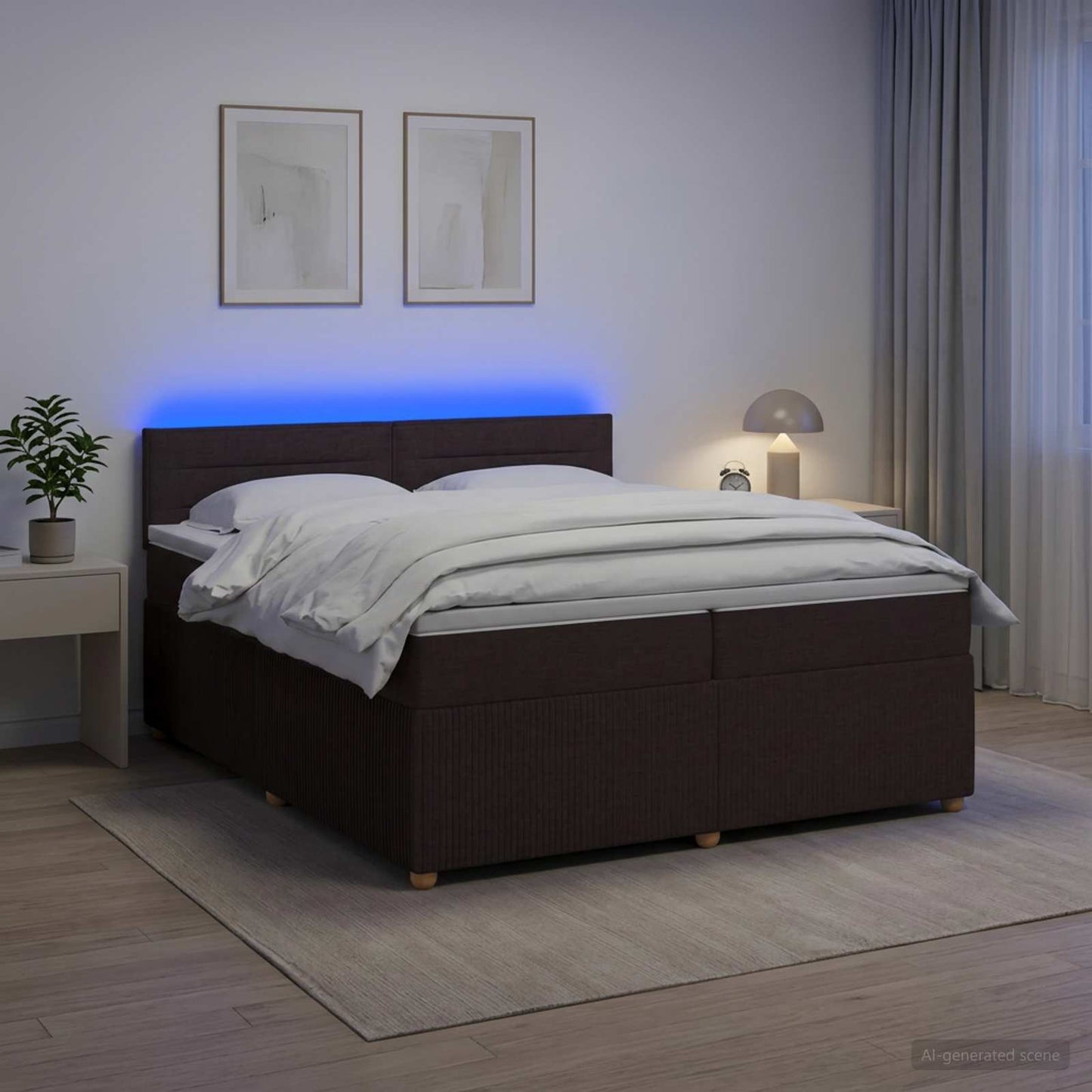 vidaXL Κρεβάτι box spring με στρώμα Σκούρο Καφέ 200 x 200 cm Ύφασμα