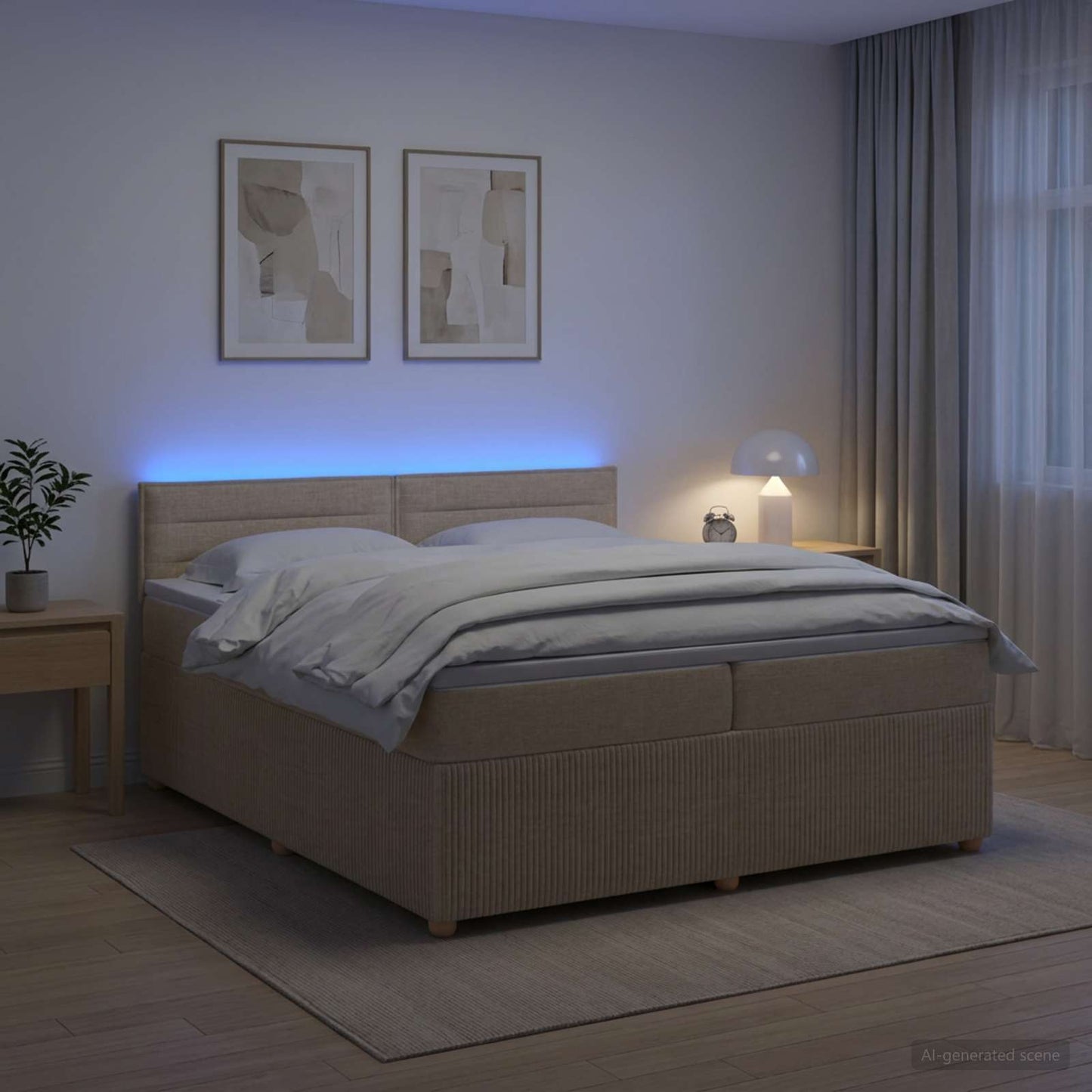 vidaXL Κρεβάτι box spring με στρώμα Κρεμ 200 x 200 cm Ύφασμα