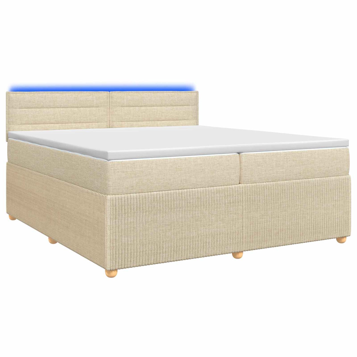 vidaXL Κρεβάτι box spring με στρώμα Κρεμ 200 x 200 cm Ύφασμα
