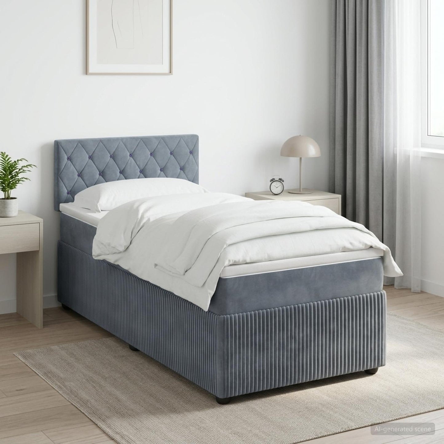 vidaXL Κρεβάτι box spring με στρώμα Σκούρο Γκρι 100 x 200 cm Βελούδο