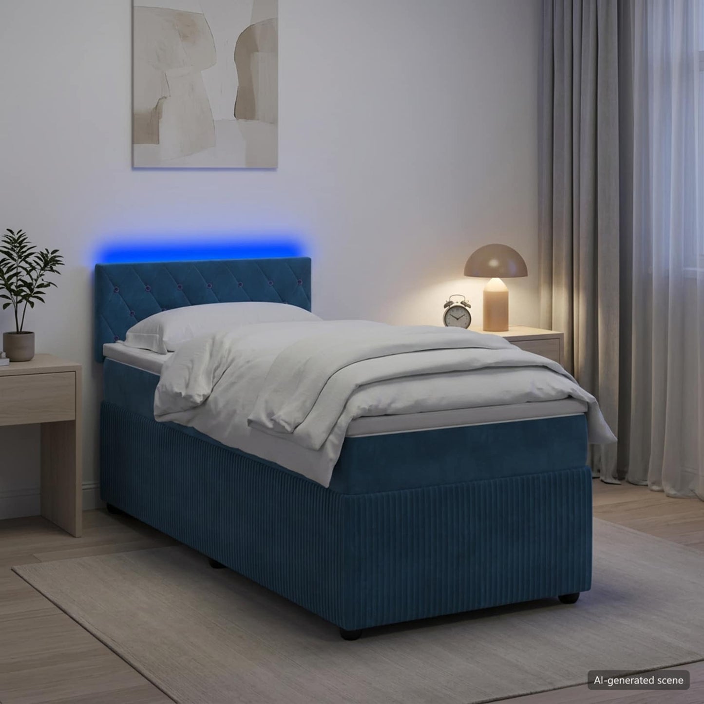 vidaXL Κρεβάτι box spring με στρώμα Μπλε 80 x 200 cm Βελούδο
