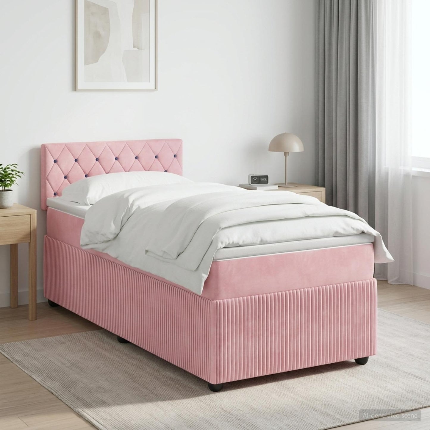 vidaXL Κρεβάτι box spring με στρώμα Ροζ 90 x 190 cm Βελούδο