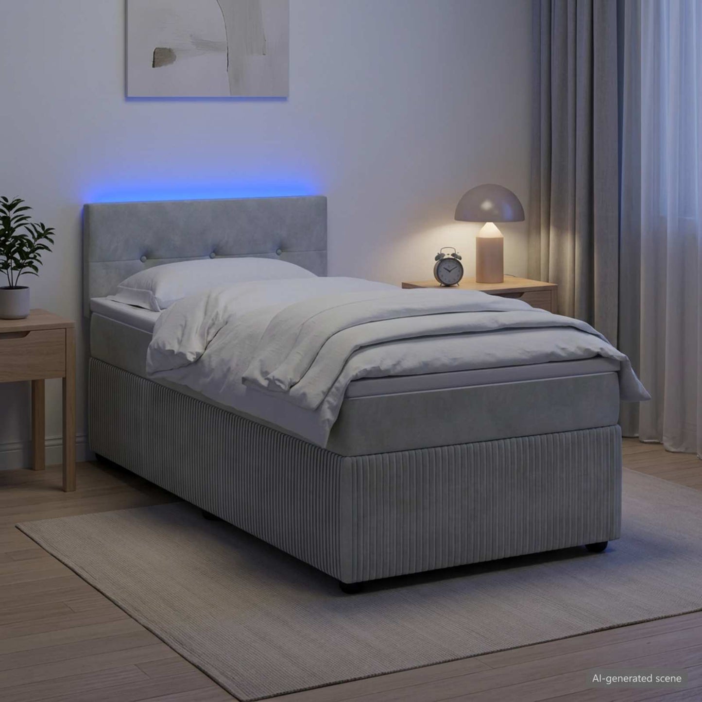 vidaXL Κρεβάτι box spring με στρώμα Ανοιχτό γκρι 100 x 200 cm Βελούδο