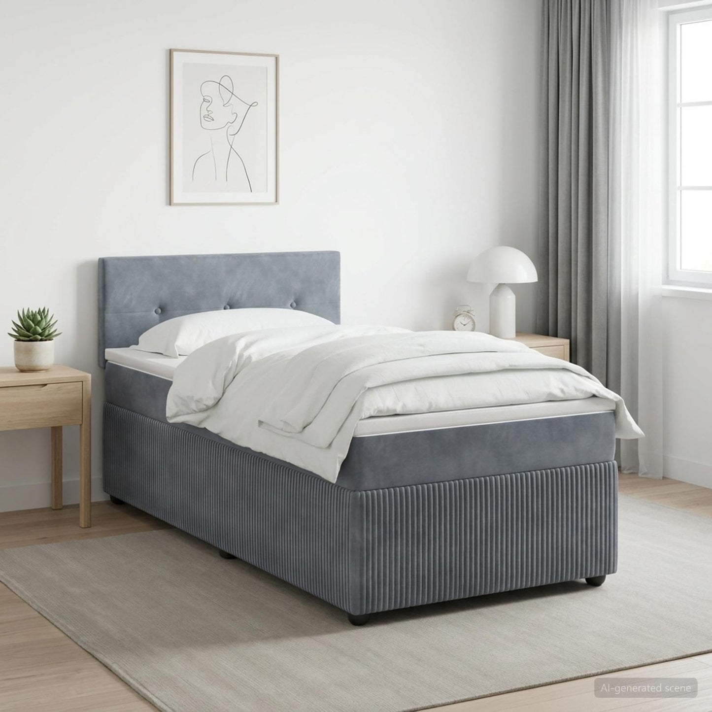 vidaXL Κρεβάτι box spring με στρώμα Σκούρο Γκρι 100 x 200 cm Βελούδο