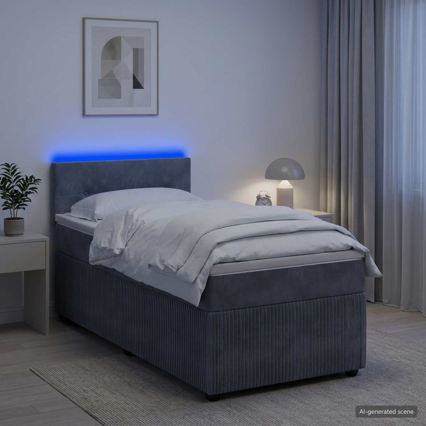 vidaXL Κρεβάτι box spring με στρώμα Σκούρο Γκρι 100 x 200 cm Βελούδο