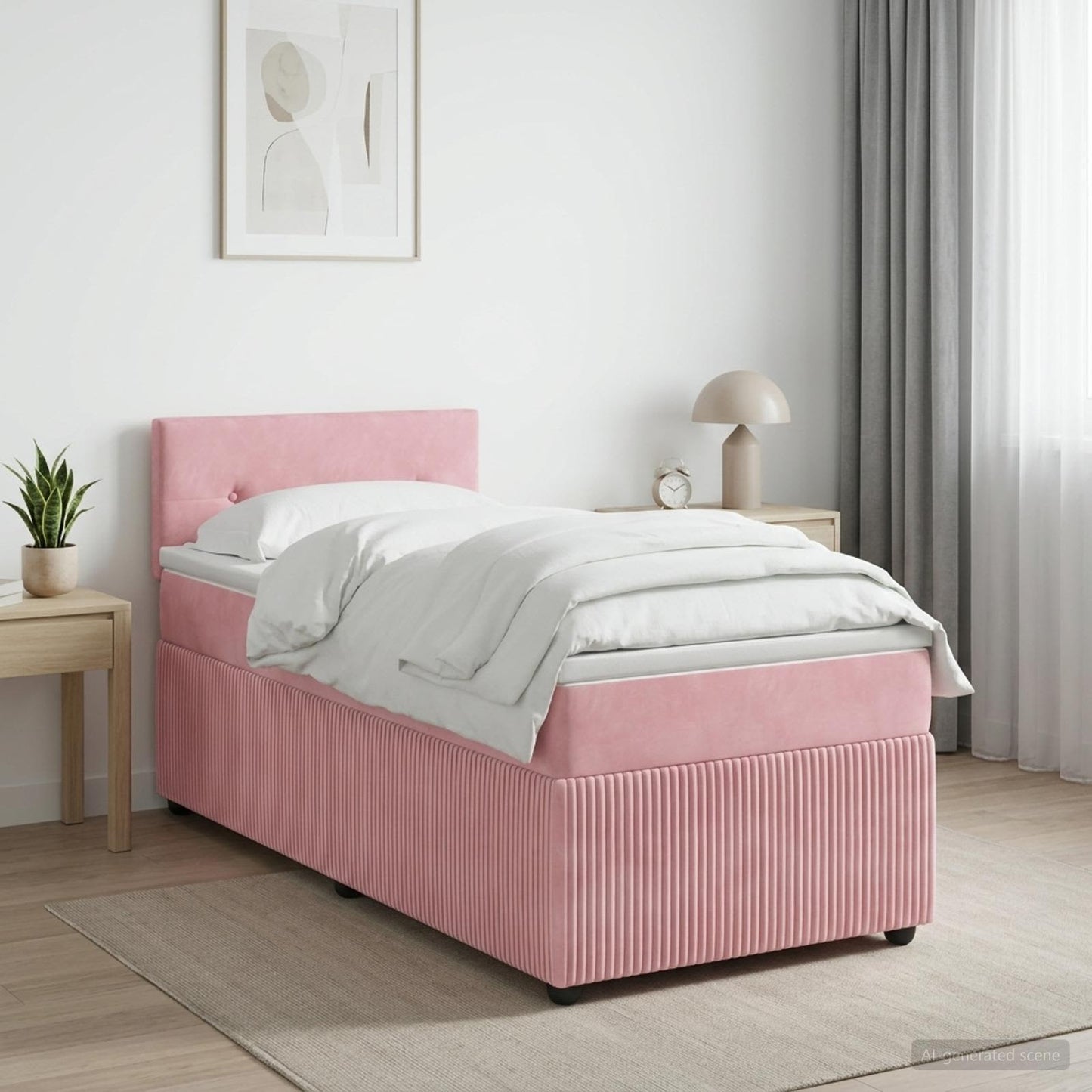 vidaXL Κρεβάτι box spring με στρώμα Ροζ 90 x 190 cm Βελούδο