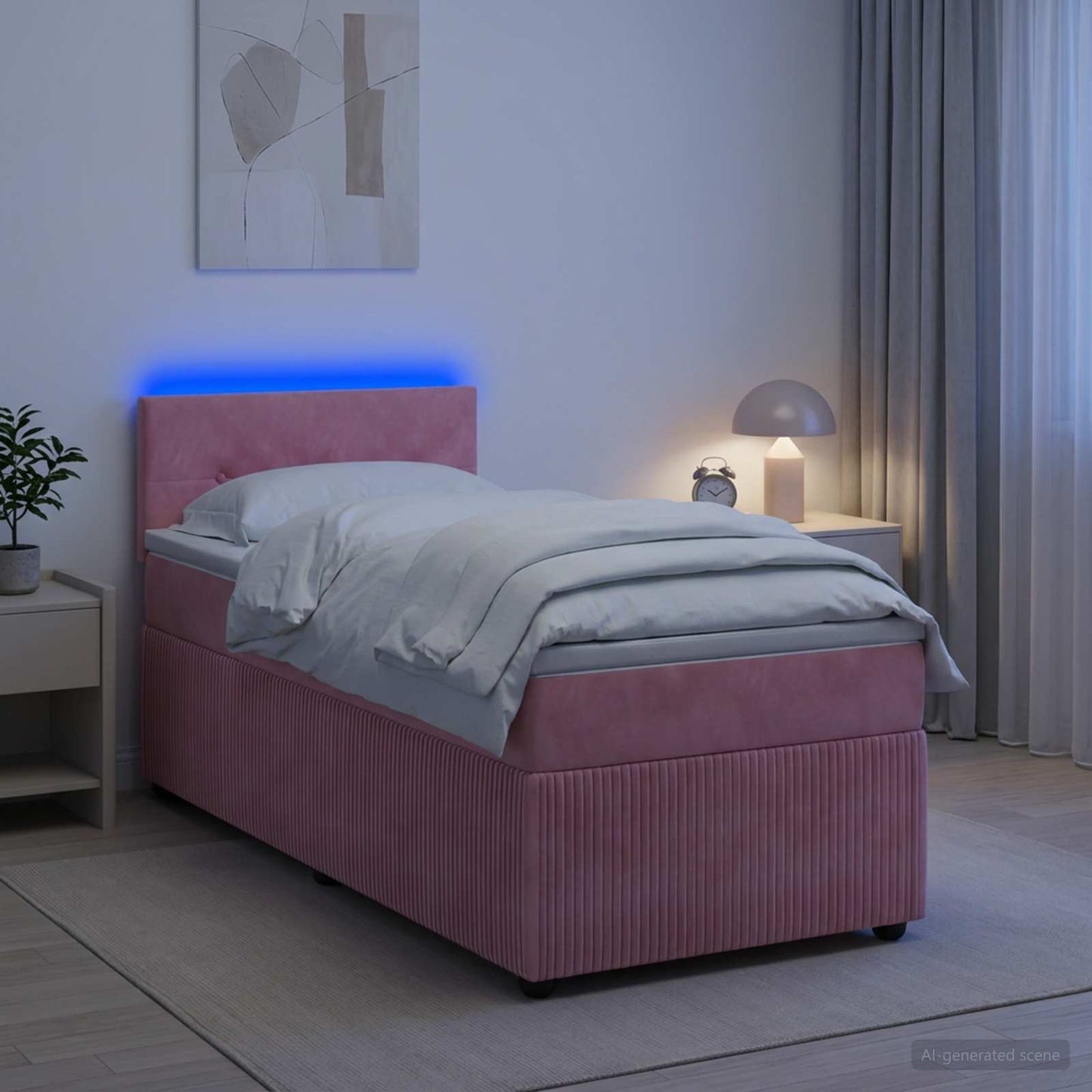 vidaXL Κρεβάτι box spring με στρώμα Ροζ 100 x 200 cm Βελούδο