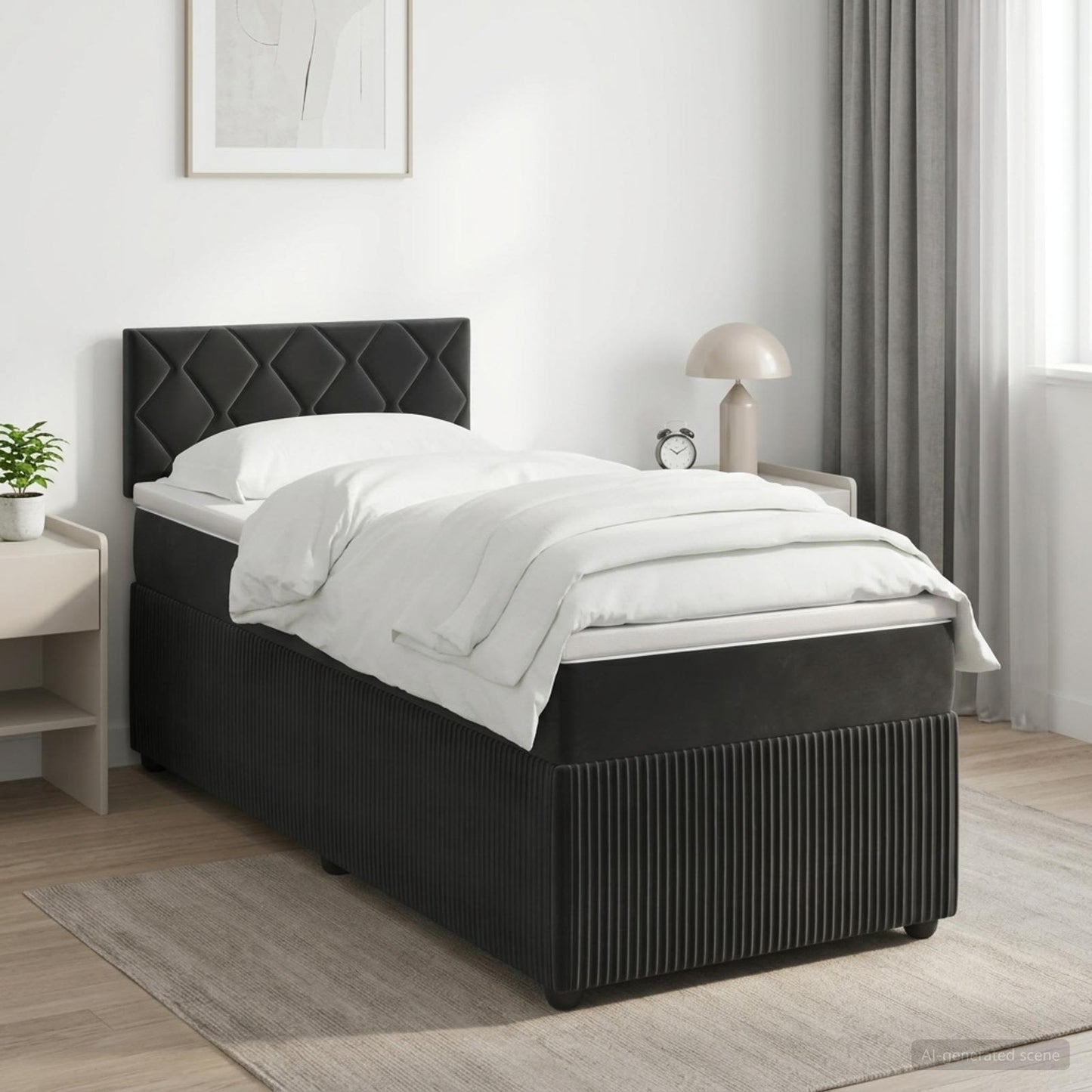 vidaXL Κρεβάτι box spring με στρώμα Μαύρο 90 x 200 cm Βελούδο