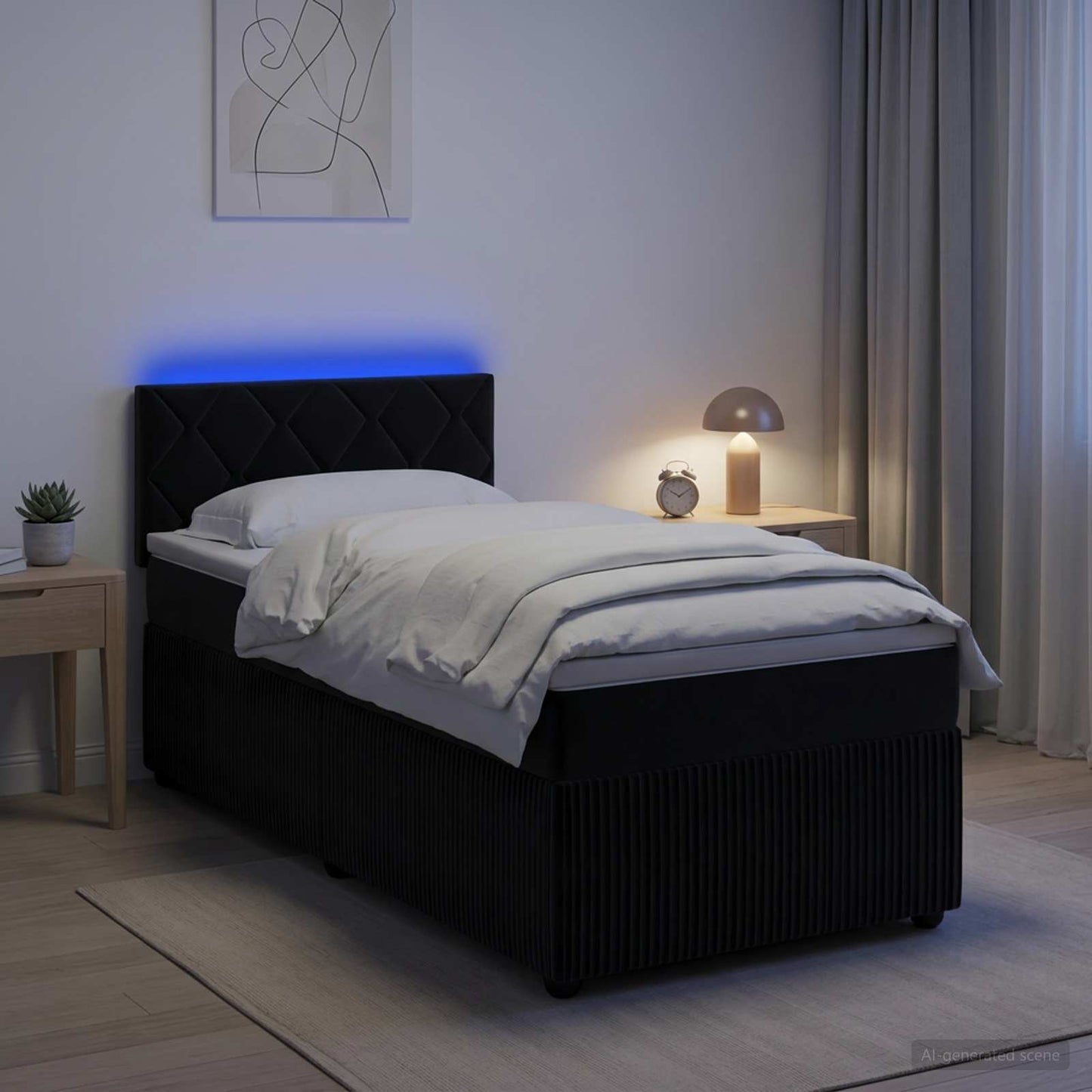 vidaXL Κρεβάτι box spring με στρώμα Μαύρο 80 x 200 cm Βελούδο