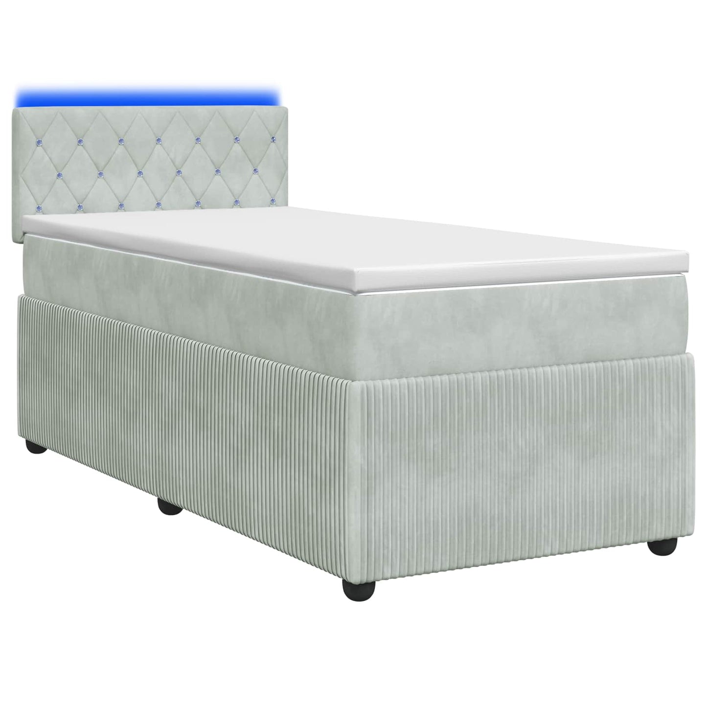 vidaXL Κρεβάτι box spring με στρώμα Ανοιχτό γκρι 90 x 190 cm Βελούδο