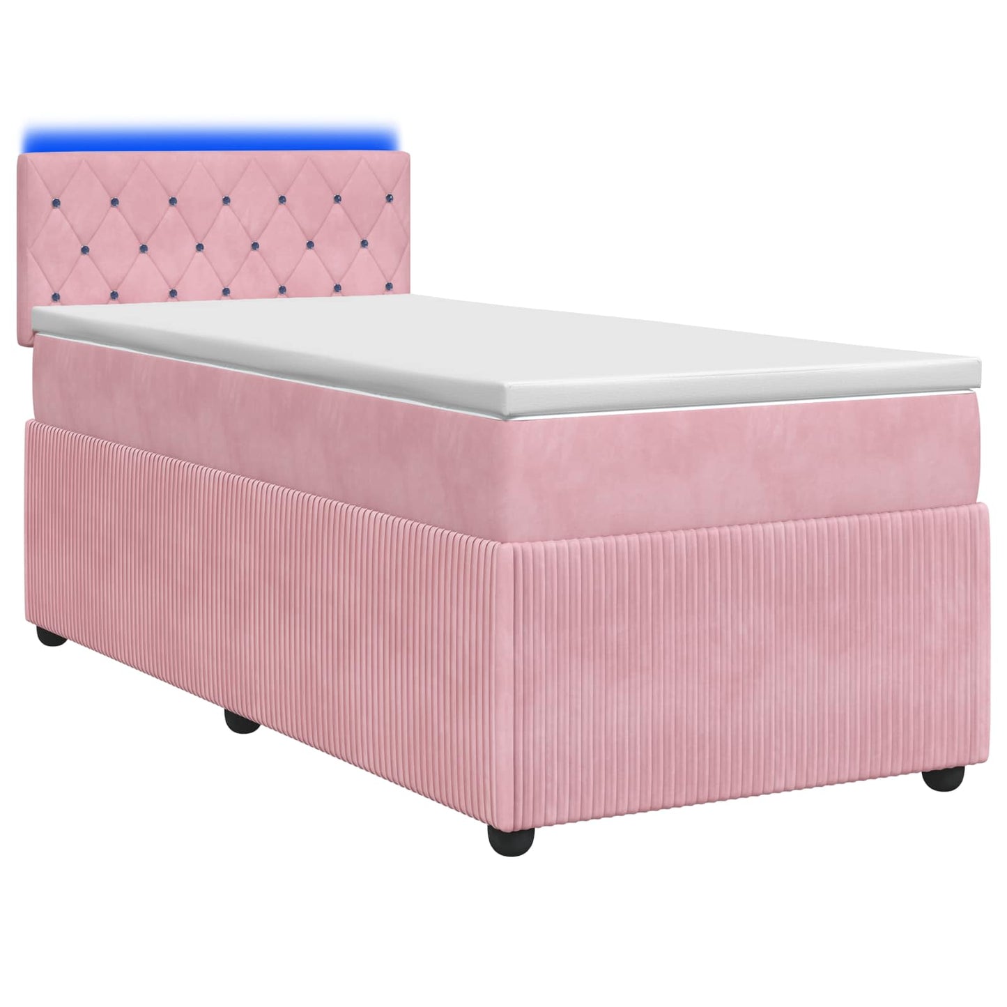 vidaXL Κρεβάτι box spring με στρώμα Ροζ 90 x 190 cm Βελούδο