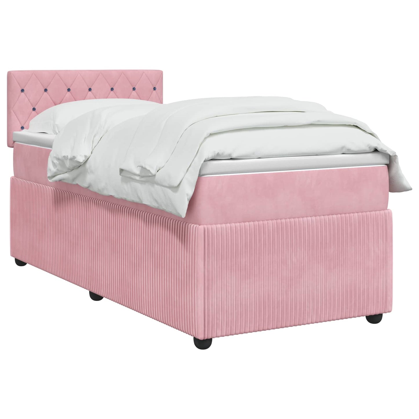 vidaXL Κρεβάτι box spring με στρώμα Ροζ 90 x 190 cm Βελούδο