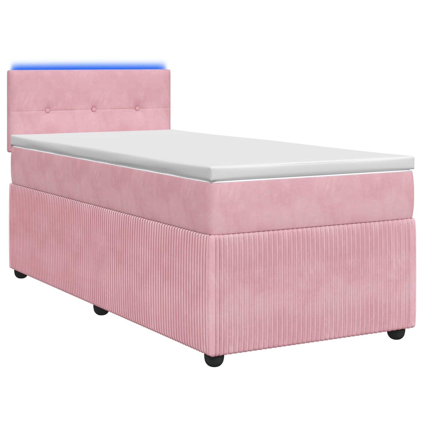 vidaXL Κρεβάτι box spring με στρώμα Ροζ 90 x 190 cm Βελούδο