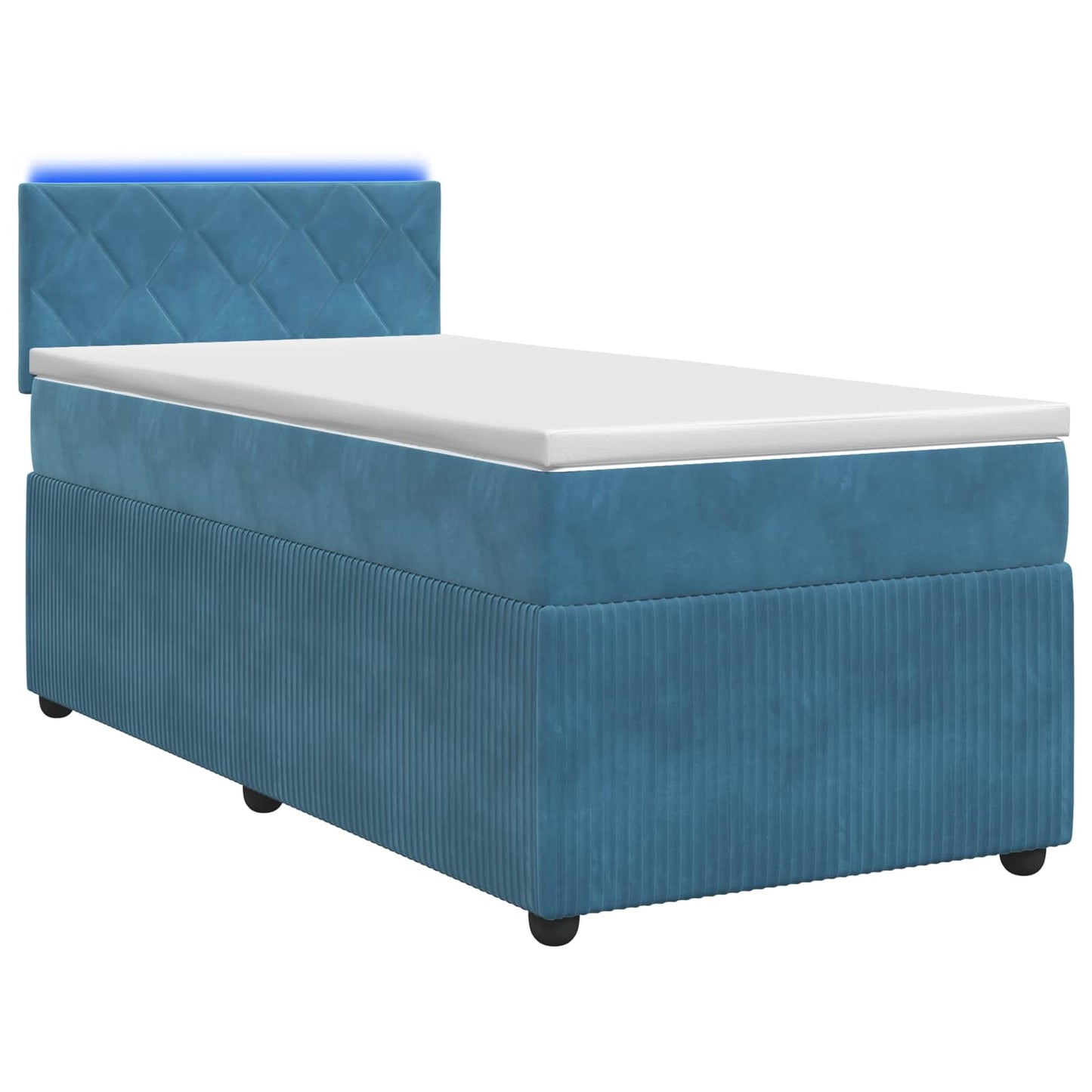 vidaXL Κρεβάτι box spring με στρώμα Μπλε 90 x 190 cm Βελούδο
